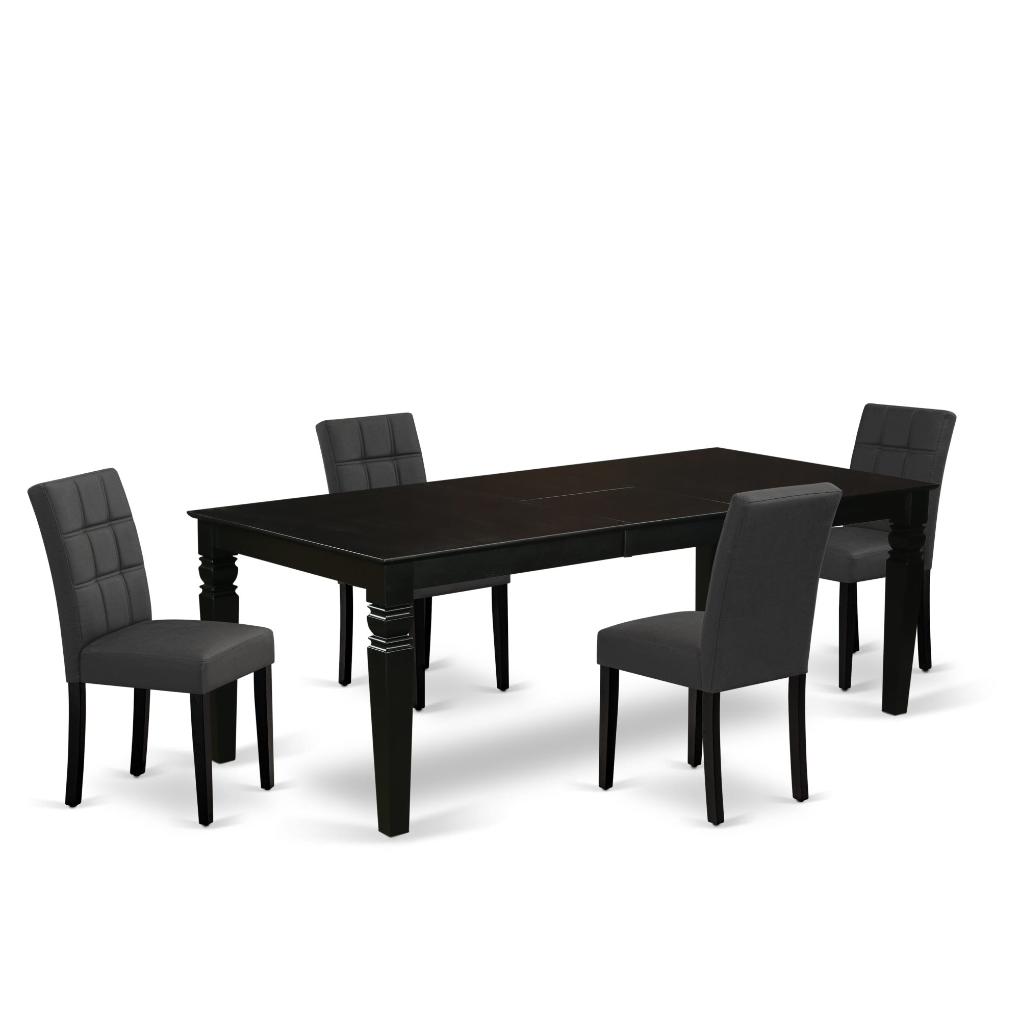 East West Furniture Lgas5-Blk-12 5 Piece Kitchen Table Set Consists A Modren Table And 4 Dark Gray Faux Leather Dining Chairs With Stylish Back- Black Finish