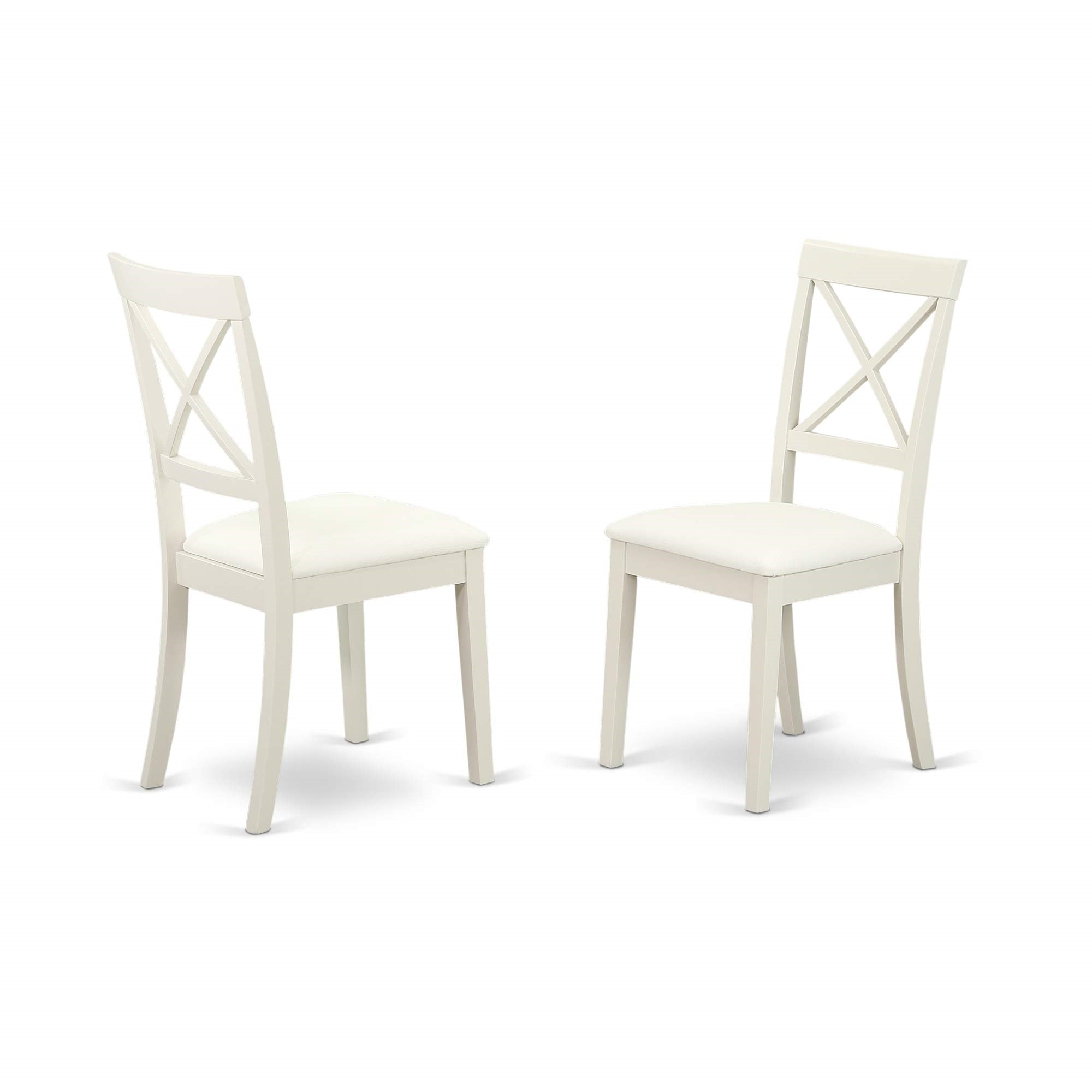 Lgbo5-Lwh-Lc Dining Table Set, 5-Piece Modern Furniture, Butterfly Leaf Table, 4 Pu Leather Chairs, Cross Back Design, Linen White, Easy Assembly, Asian Wood Frame, 42X84 Inch