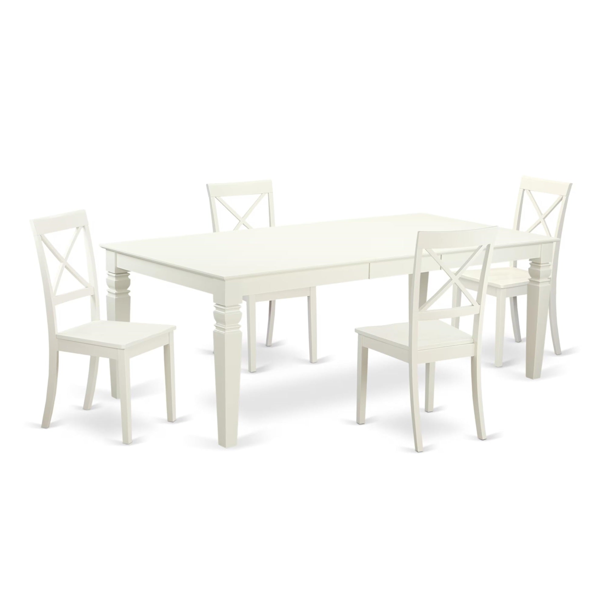 Casafoyer Lgbo5-Lwh-W 5 Piece Modern Set Includes A Rectangle Wooden Table With  Leaf And 4 Kitchen Dining Chairs, 42X84 Inch