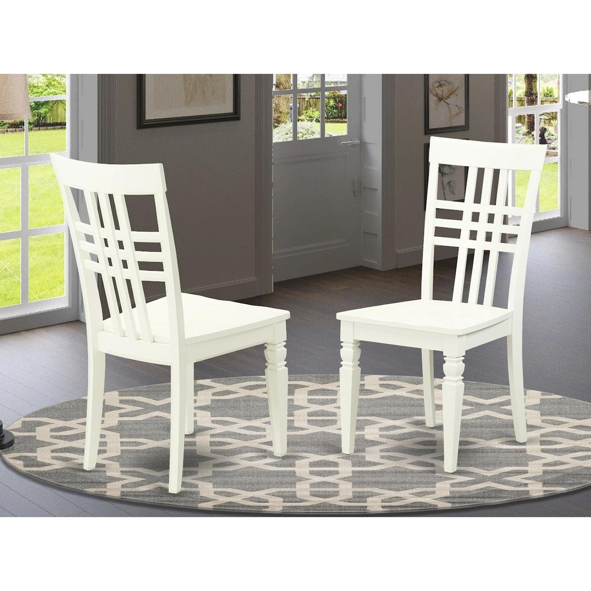 East West Furniture Lgc-Lwh-W Dining Chairs, Linen White