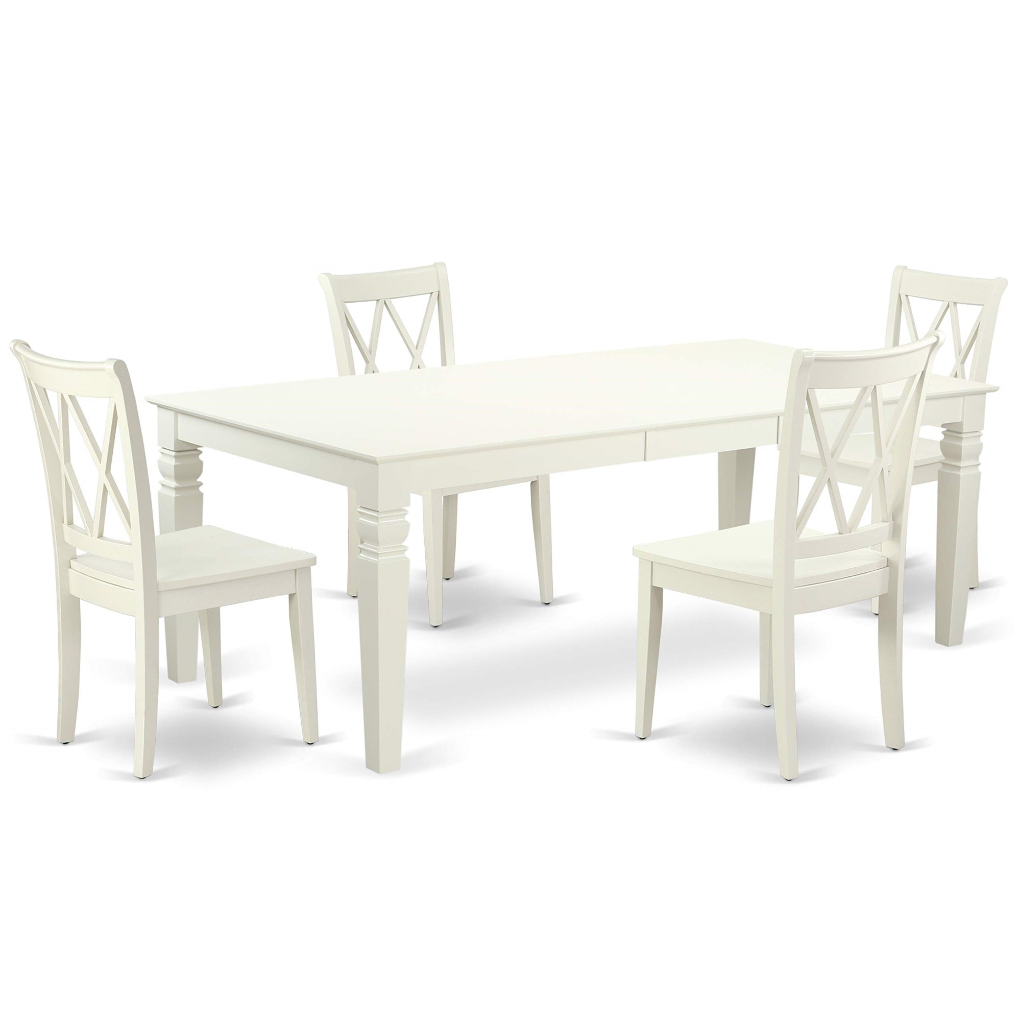 Lgcl5-Lwh-W, Ergode 5-Piece Modern Dining Table Set, Rectangular Kitchen Table, Linen White Color, Comfortable Design, Accommodates 4-8 People, Hardwood Chairs, Elegant & Durable, Budget-Friendly, 42X84 Inch