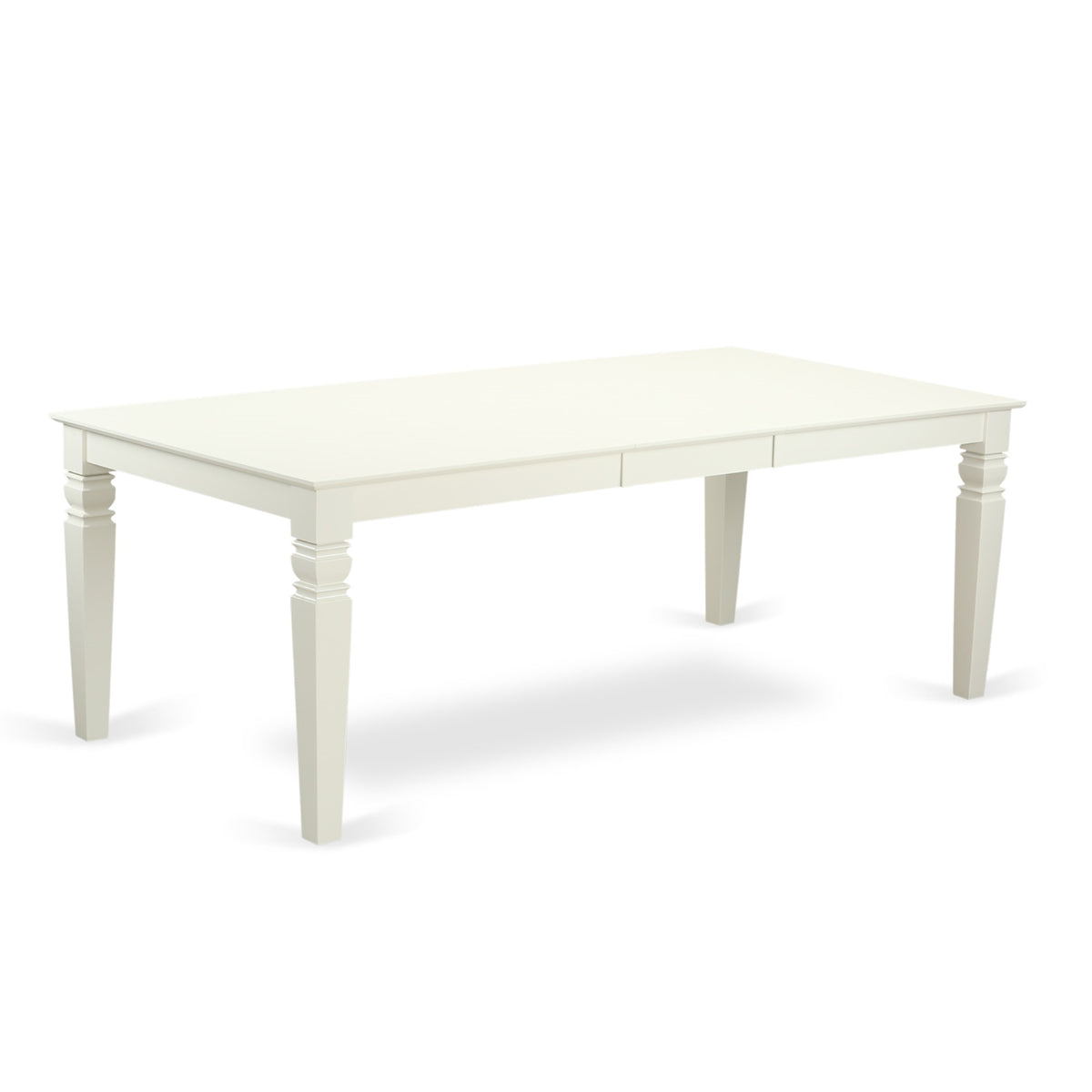 7 Pc Table Set: Lglg7-Lwh-W - Dining Table & 6 Chairs In Linen White Finish. Missionary Design, Asian Hardwood, Self-Storage Leaf, Easy To Clean & Sturdy Legs.