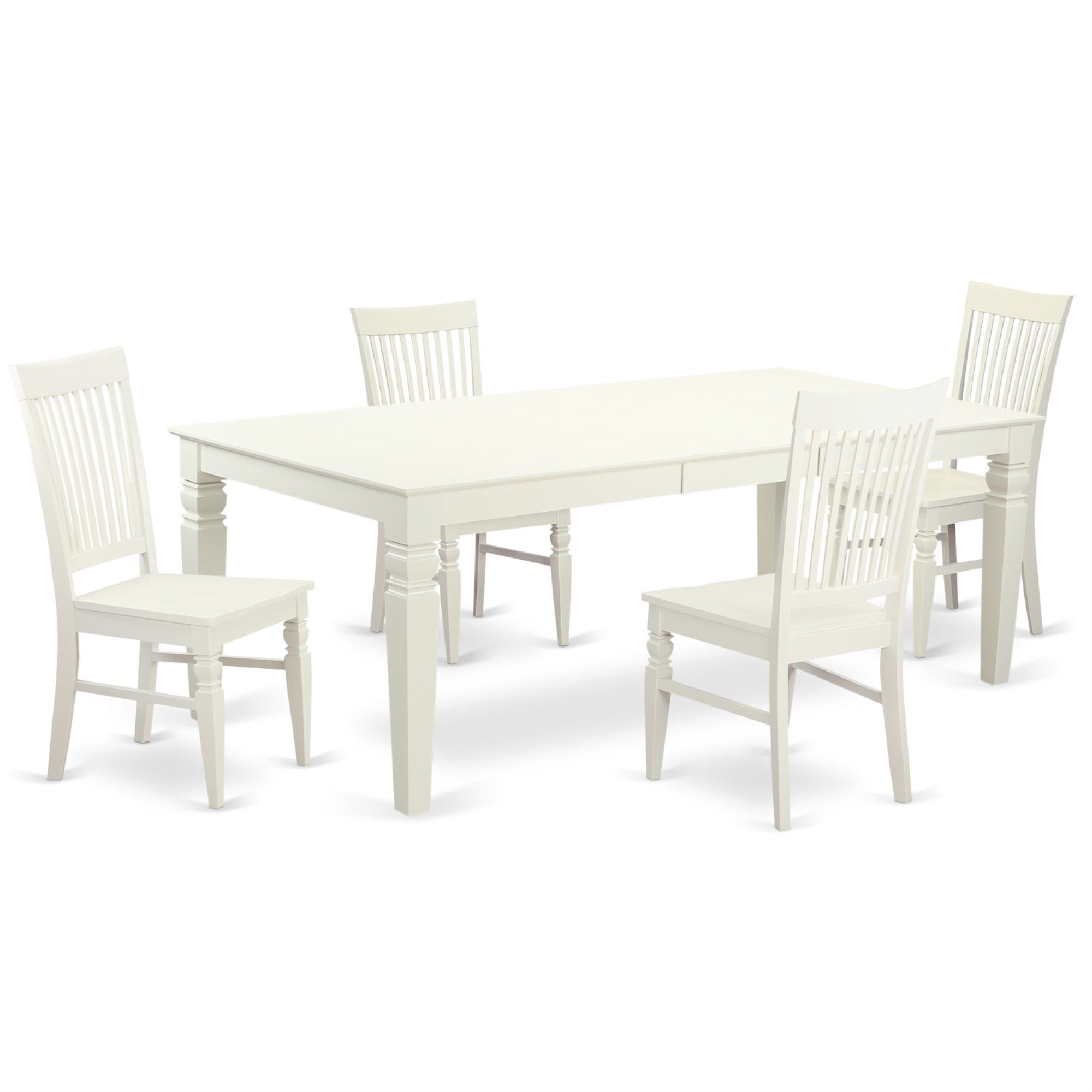 East West Furniture Lgwe5-Lwh-W Logan 5 Piece Kitchen Set For 4 Includes A Rectangle Dining Room Table With Butterfly Leaf And 4 Solid Wood Seat Chairs, 42X84 Inch