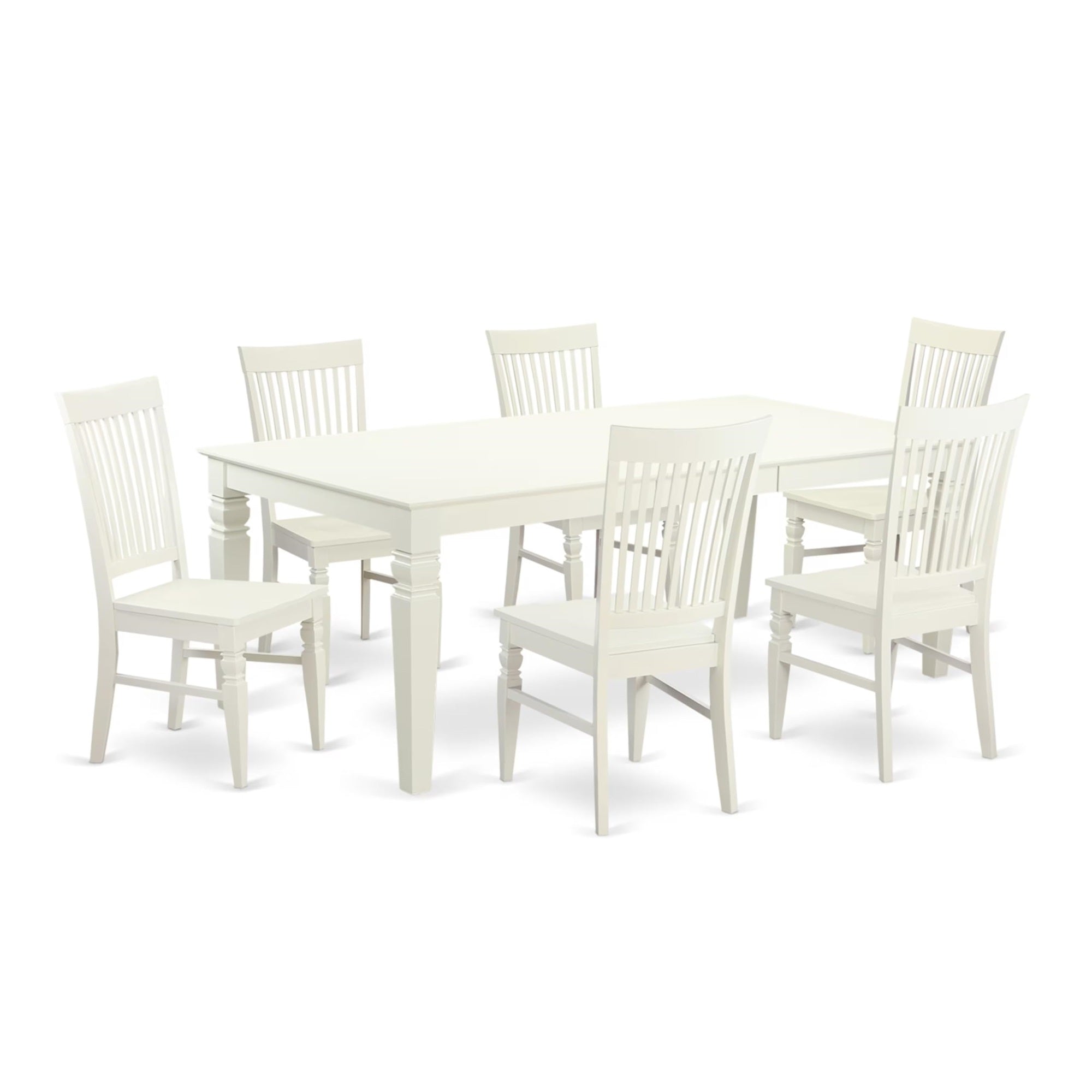 Casafoyer Lgwe7-Lwh-W Logan 7 Piece Set Consist Of A Rectangle Dining Table With  Leaf And 6 Kitchen Chairs, 42X84 Inch