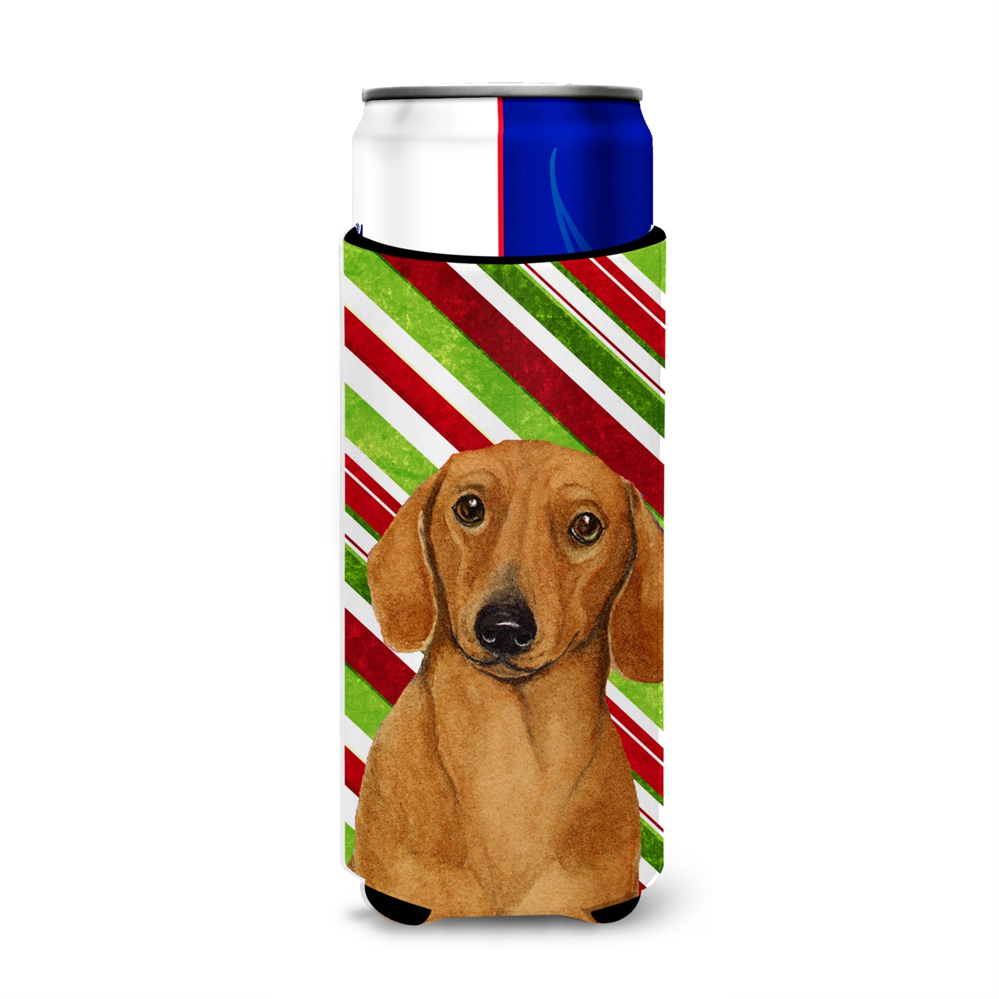 Dachshund Candy Cane Holiday Christmas Ultra Beverage Insulators For Slim Cans Lh9222Muk