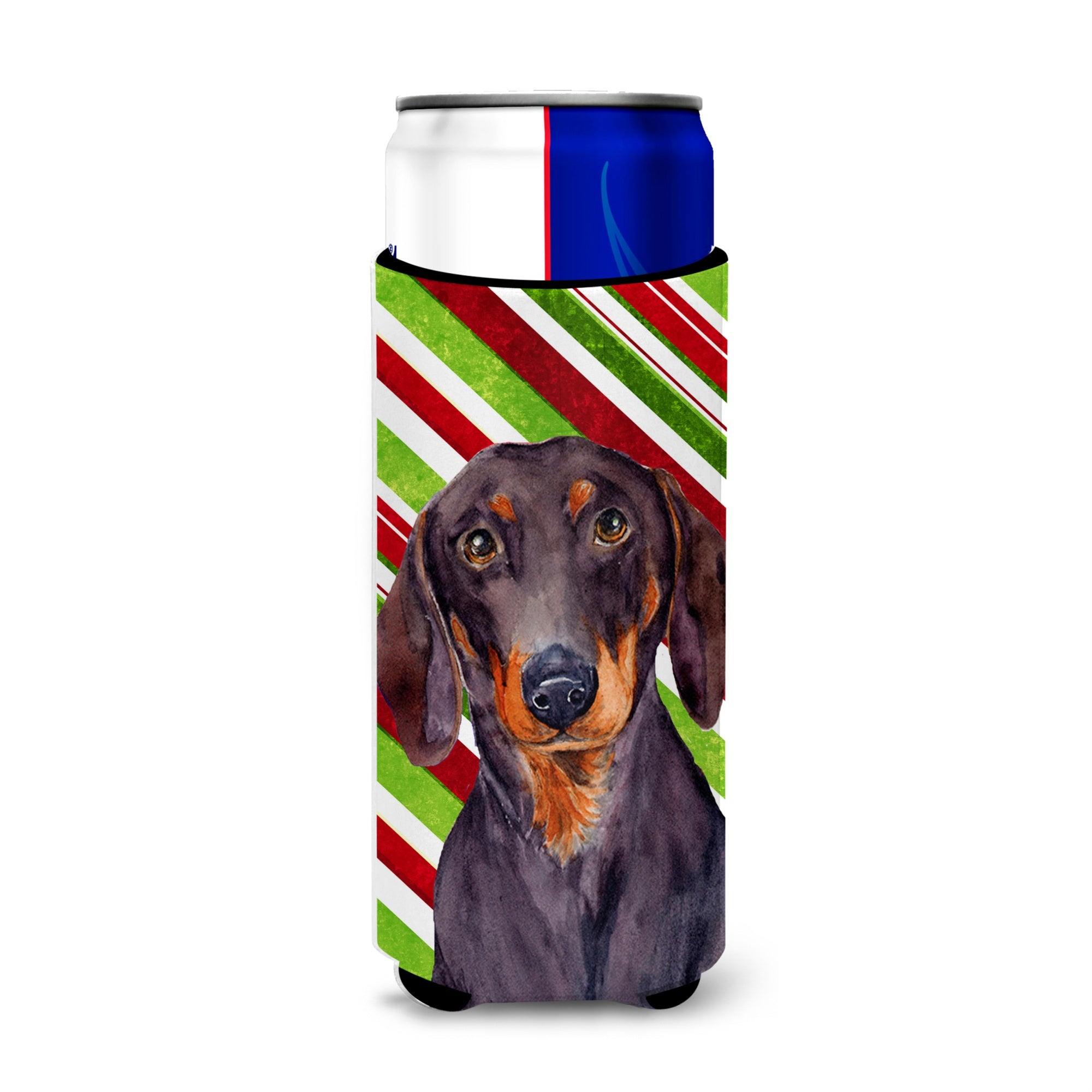 Dachshund Candy Cane Holiday Christmas Ultra Beverage Insulators For Slim Cans Lh9223Muk