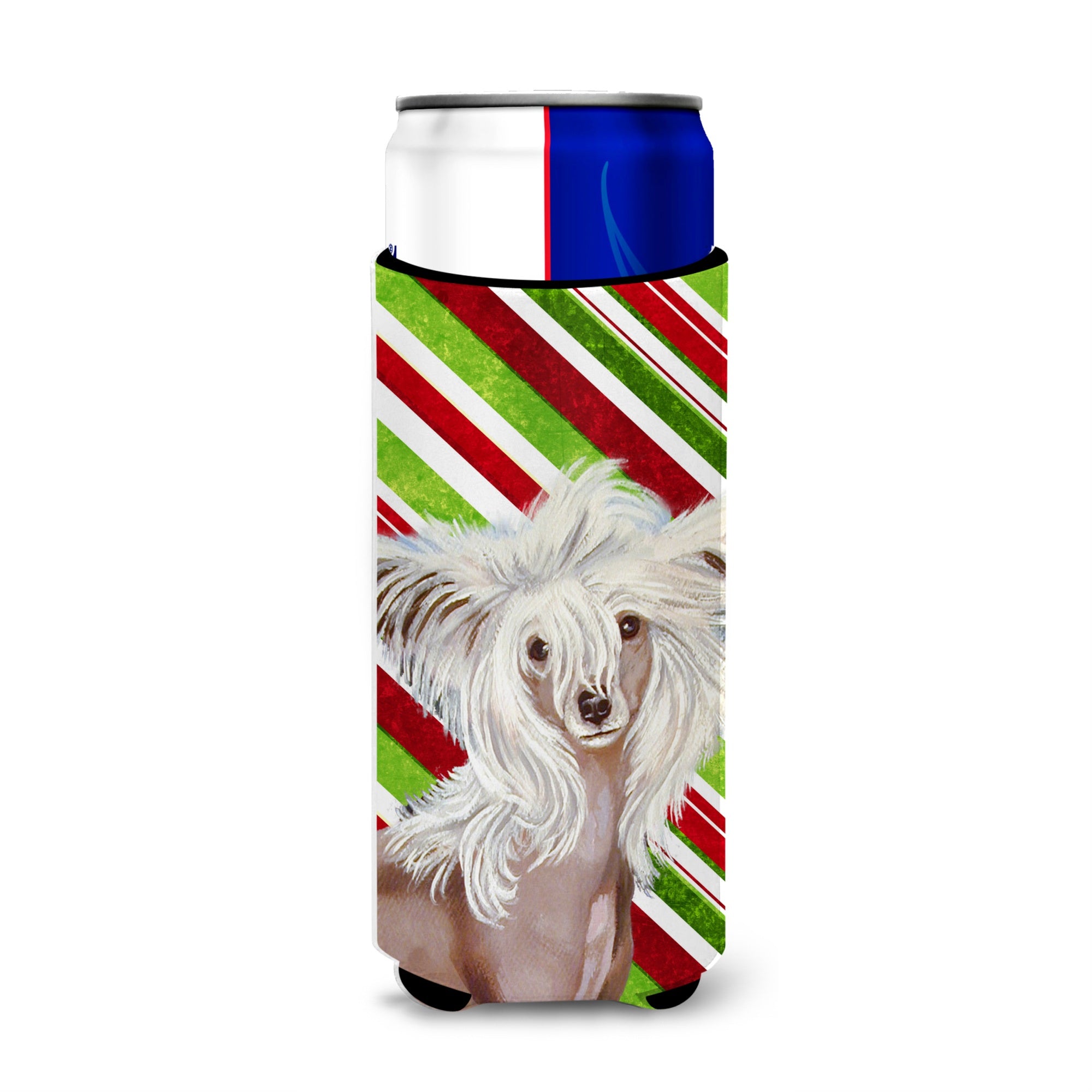 Chinese Crested Candy Cane Holiday Christmas Ultra Beverage Insulators For Slim Cans Lh9257Muk