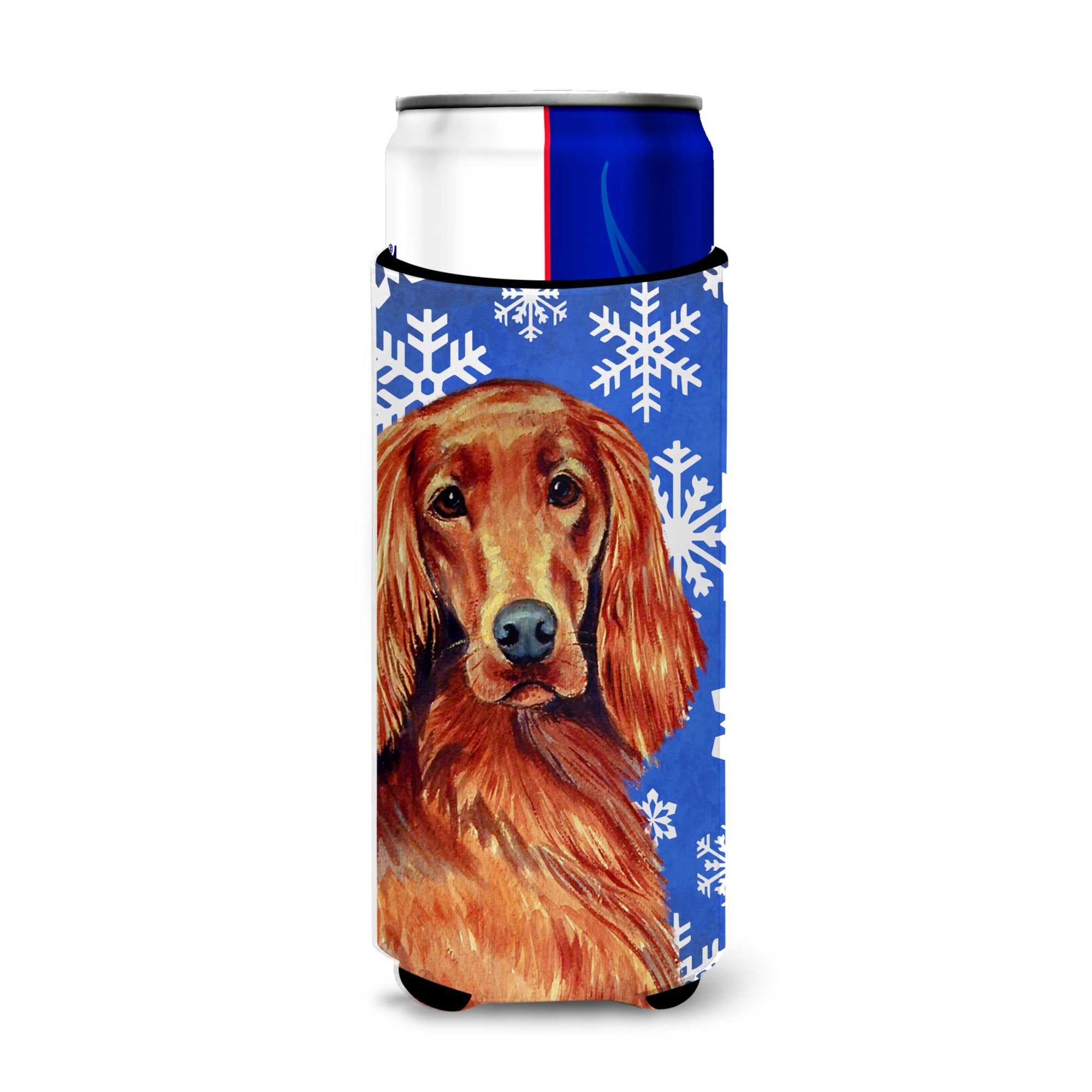 Irish Setter Winter Snowflakes Holiday Ultra Beverage Insulators For Slim Cans Lh9299Muk