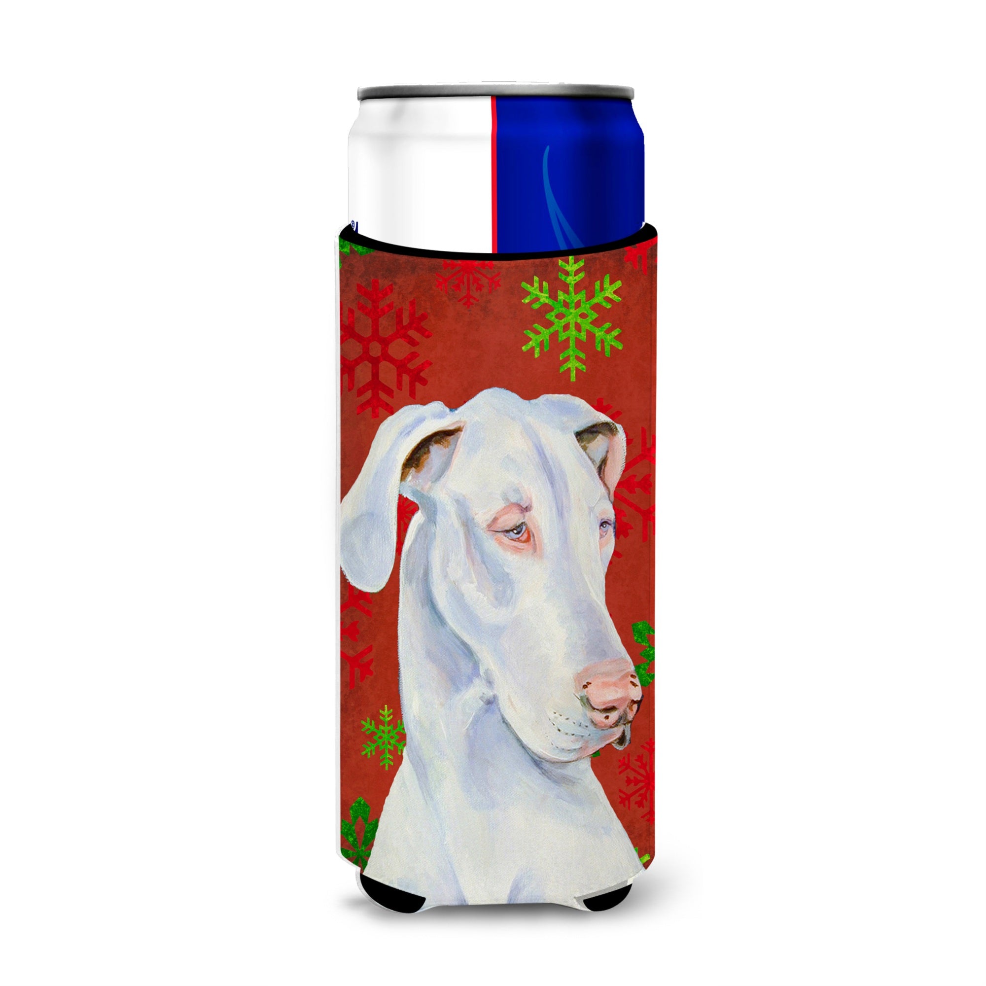Great Dane Red And Green Snowflakes Holiday Christmas Ultra Beverage Insulators For Slim Cans Lh9311Muk