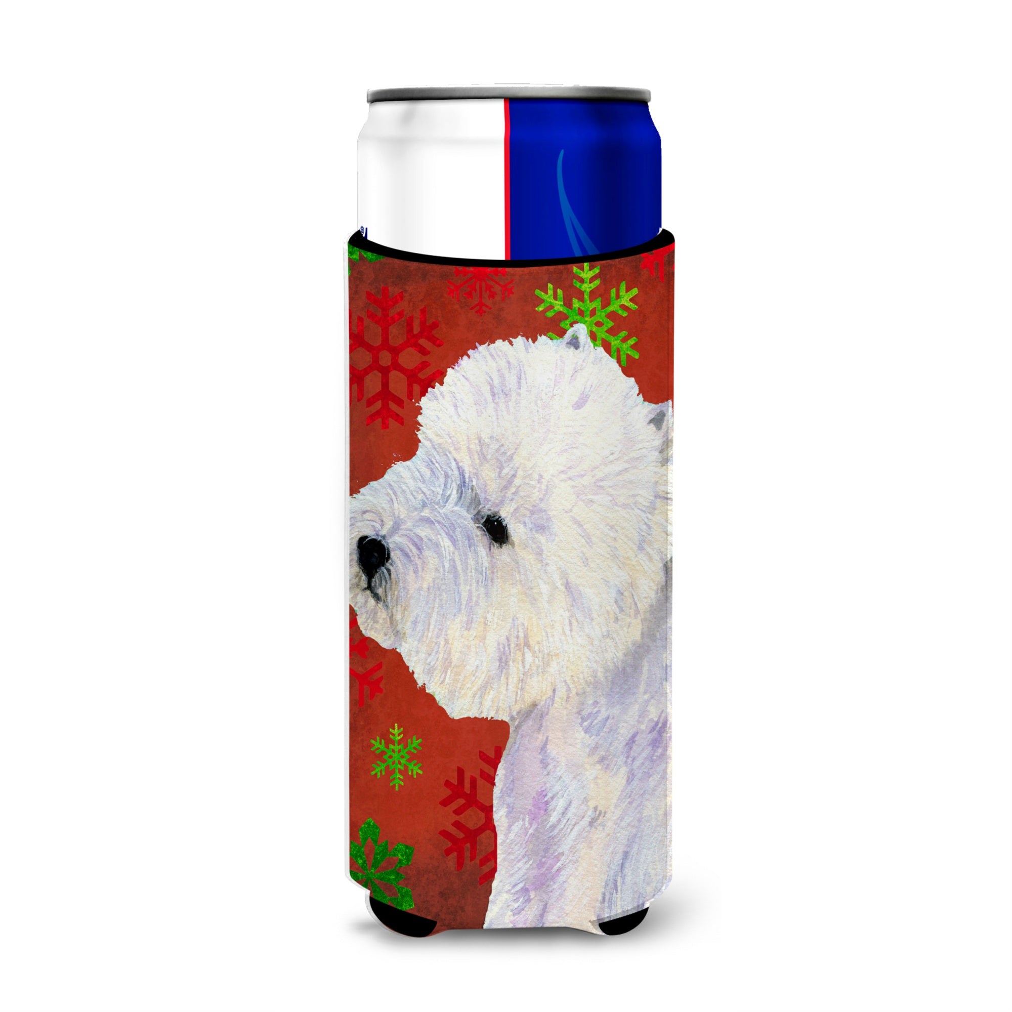 Westie Red And Green Snowflakes Holiday Christmas Ultra Beverage Insulators For Slim Cans Lh9315Muk
