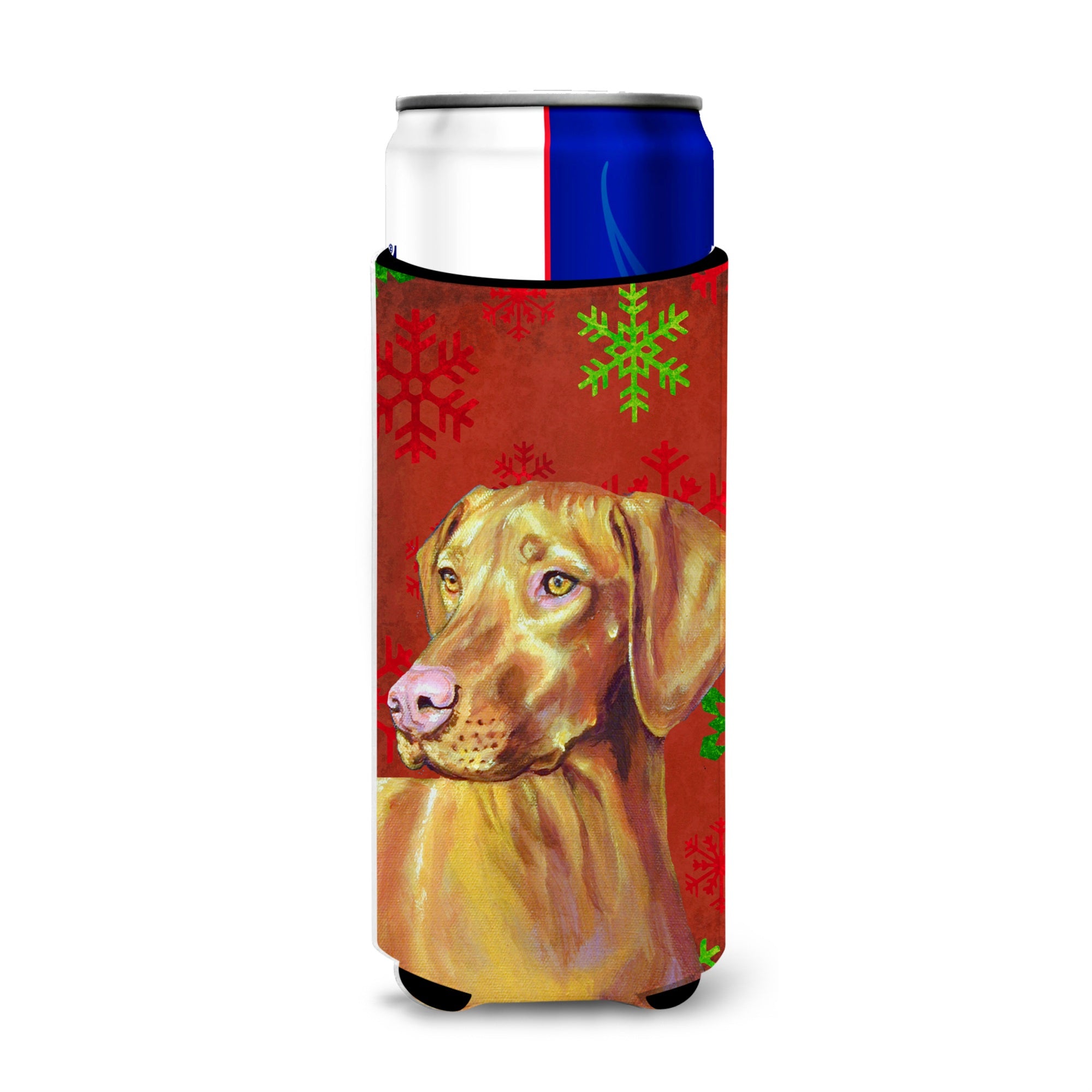 Vizsla Red And Green Snowflakes Holiday Christmas Ultra Beverage Insulators For Slim Cans Lh9325Muk