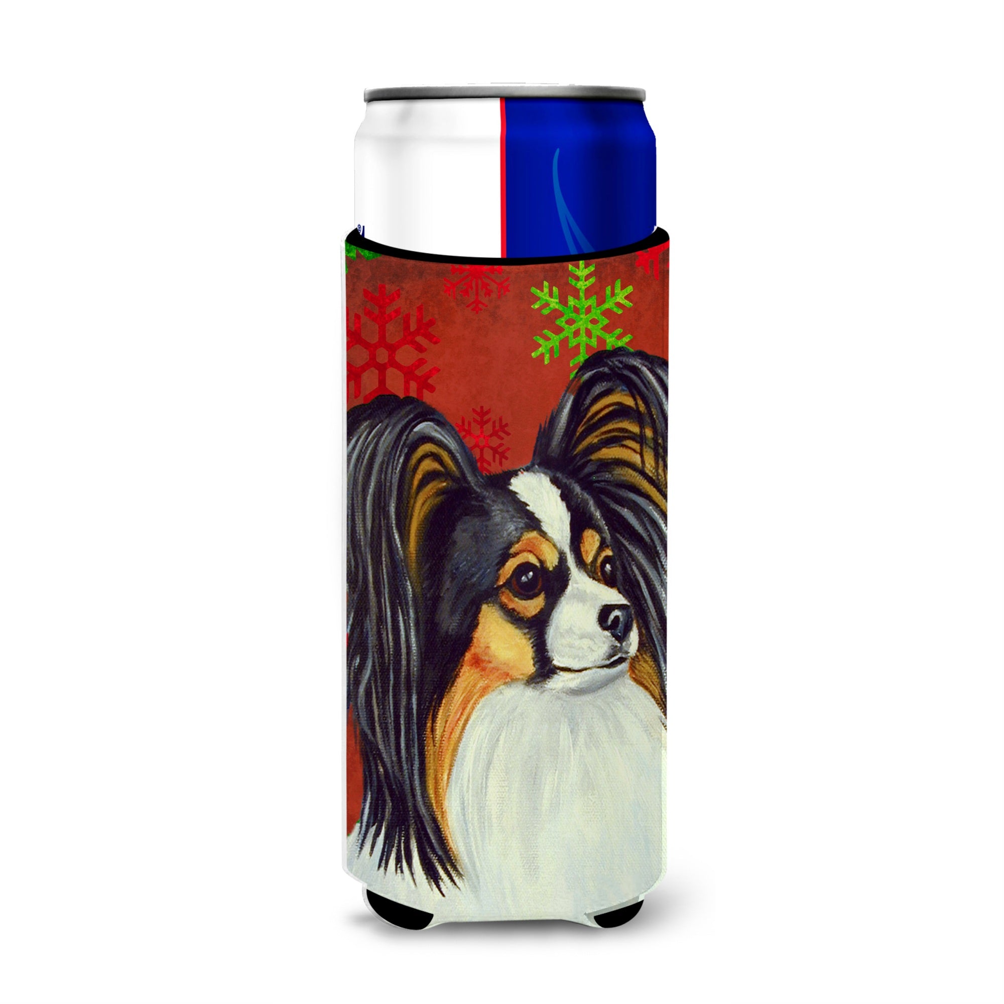 Papillon Red And Green Snowflakes Holiday Christmas Ultra Beverage Insulators For Slim Cans Lh9345Muk