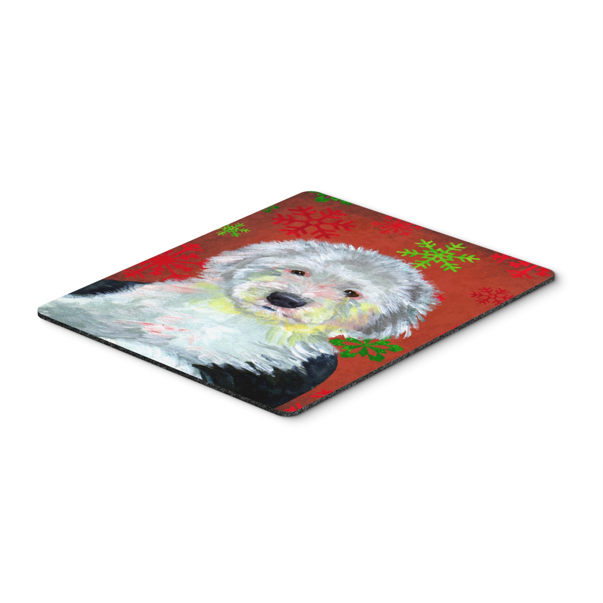 Caroline'S Treasures Old English Sheepdog Snowflakes Christmas Mouse Pad/Hot Pad/Trivet (Lh9351Mp)