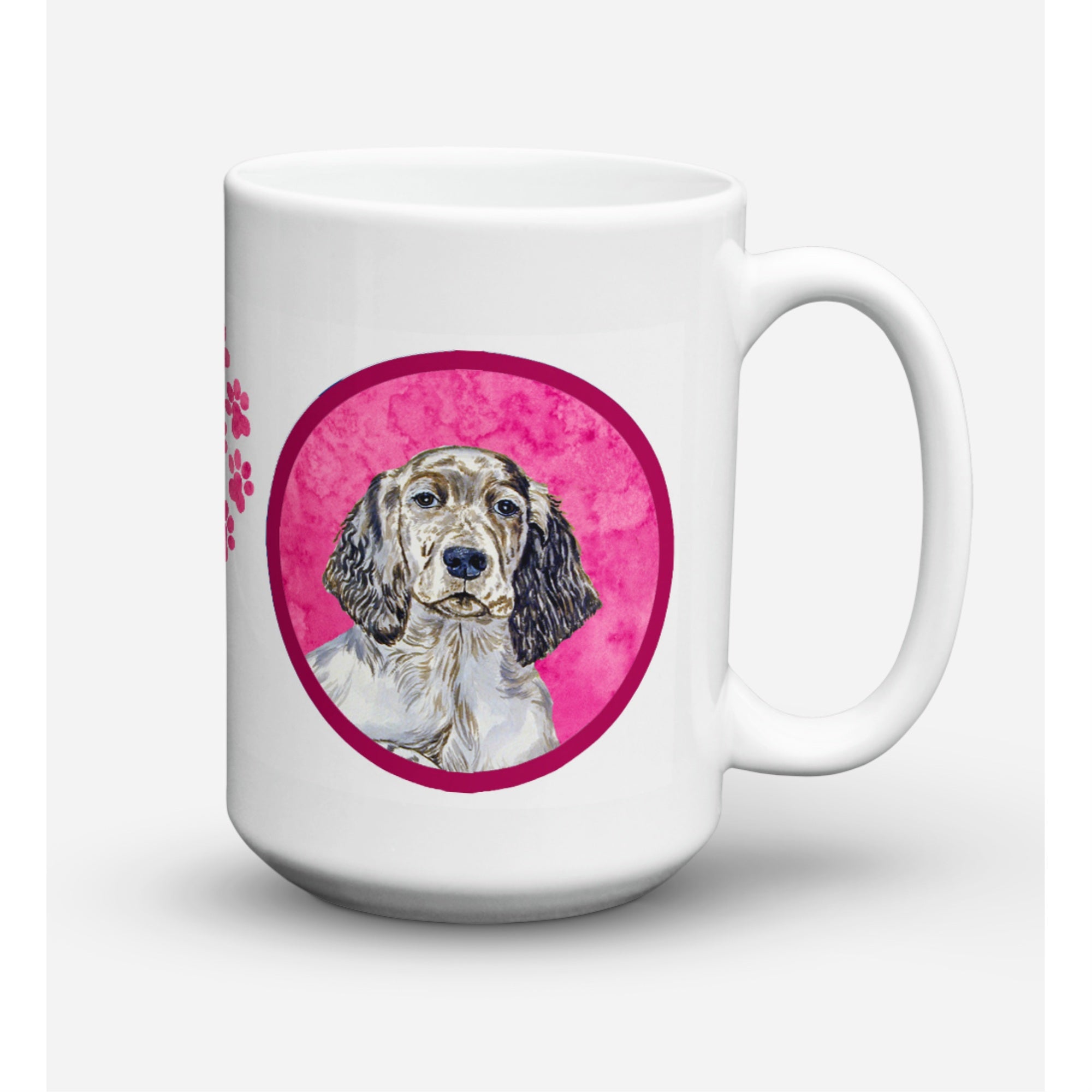 Caroline'S Treasures Lh9367Pk-Cm15 English Setter Microwavable Ceramic Coffee Mug, 15 Oz, Multicolor