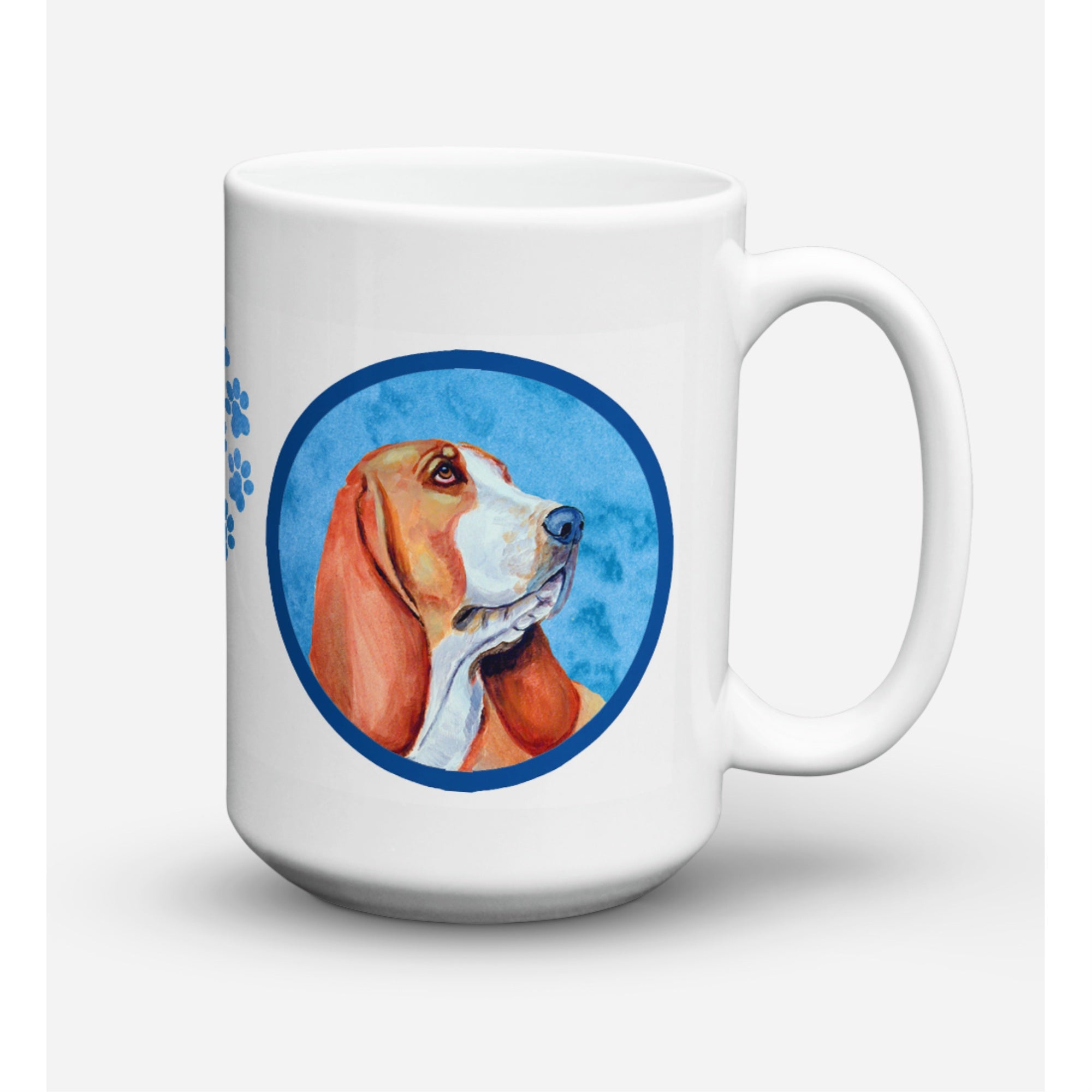 Caroline'S Treasures Lh9377Bu-Cm15 Basset Hound Microwavable Ceramic Coffee Mug, 15 Oz, Multicolor