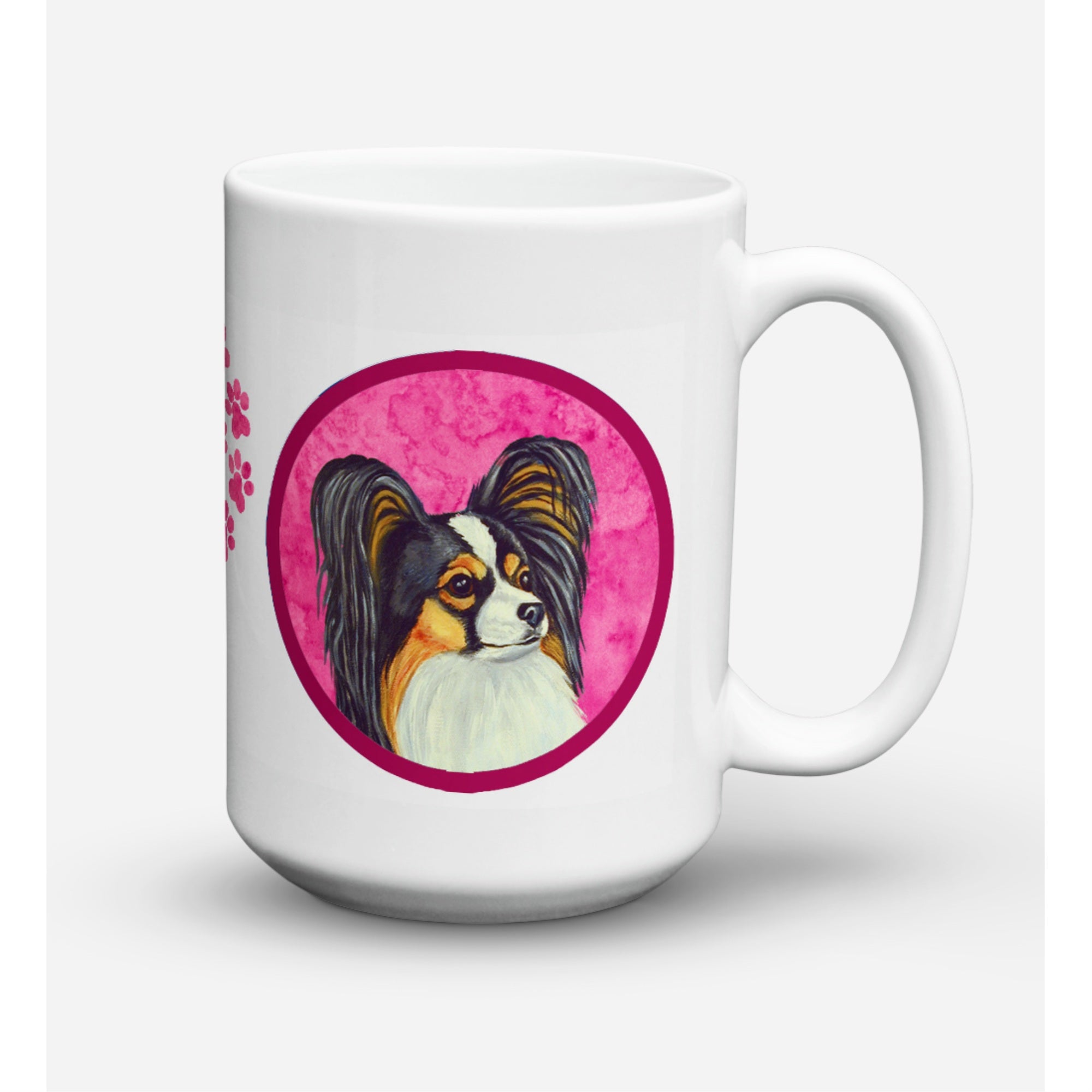 Caroline'S Treasures Lh9390Pk-Cm15 Papillion Microwavable Ceramic Coffee Mug, 15 Oz, Multicolor