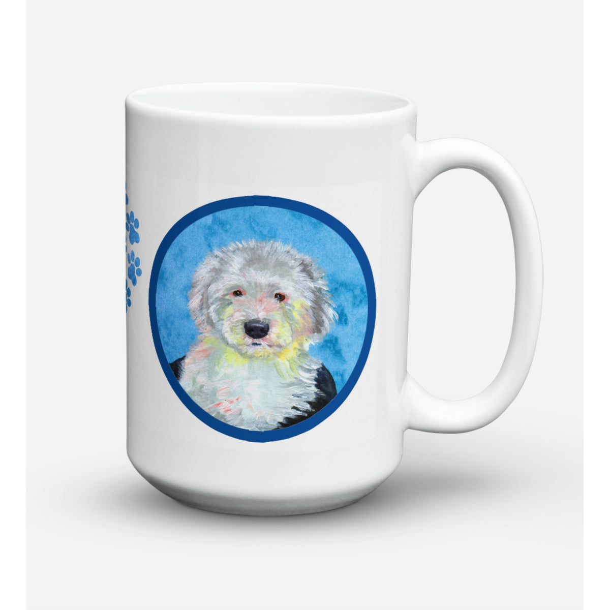 Caroline'S Treasures Lh9396Bu-Cm15 Old English Sheepdog Microwavable Ceramic Coffee Mug, 15 Oz, Multicolor