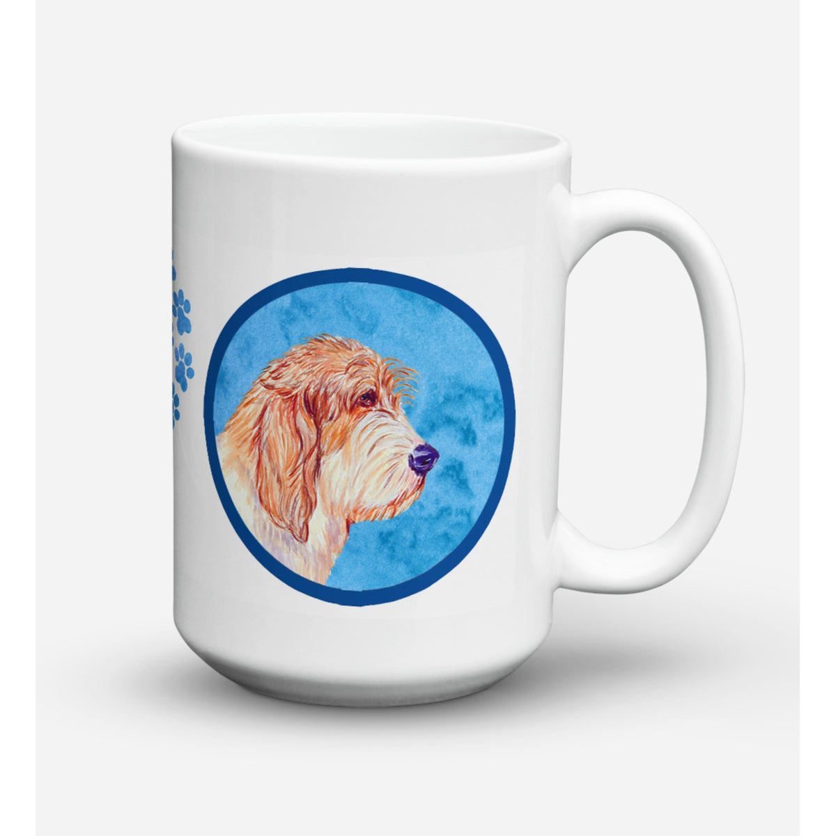 Caroline'S Treasures Lh9397Bu-Cm15 Petit Basset Griffon Vendeen Microwavable Ceramic Coffee Mug, 15 Oz, Multicolor