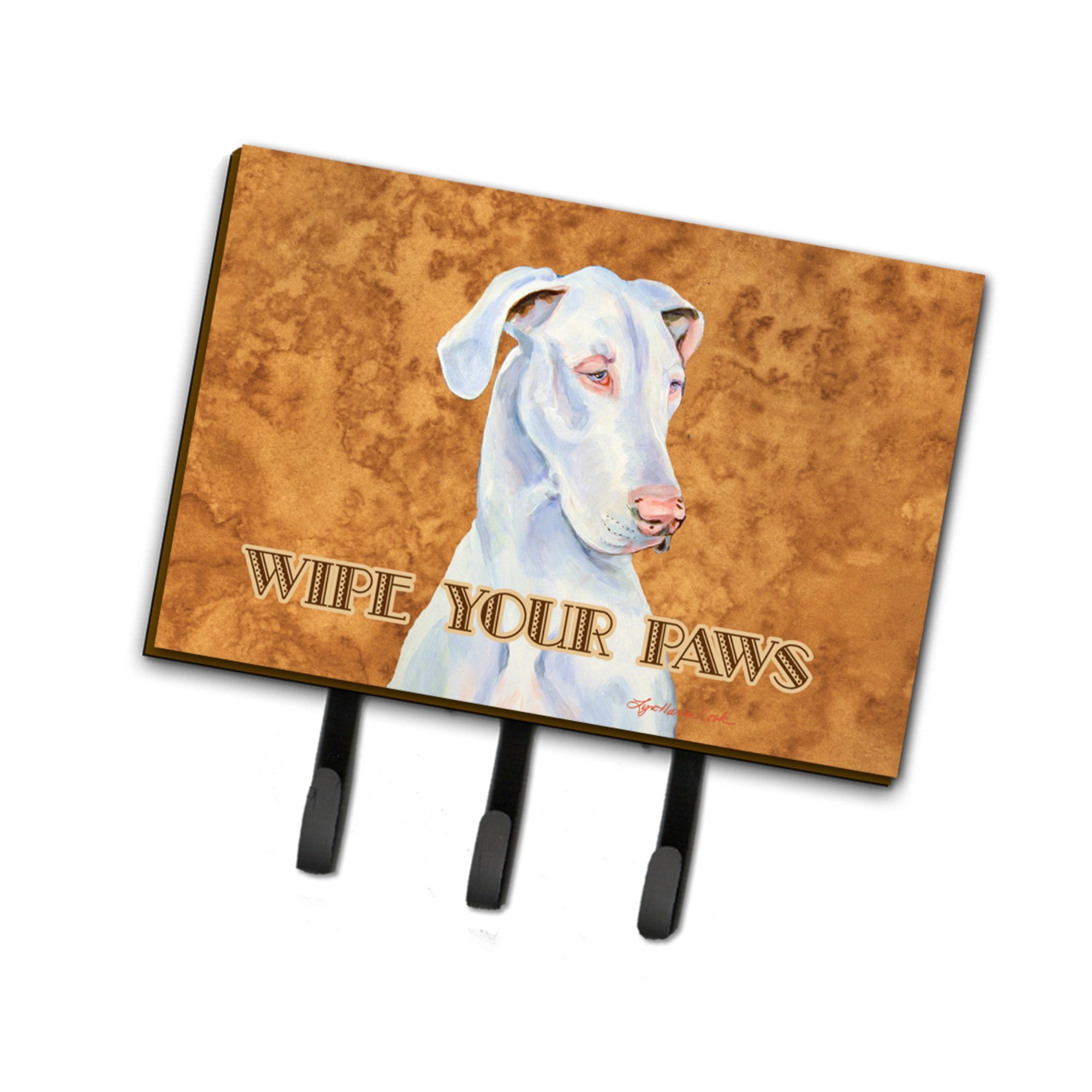Caroline'S Treasures Lh9444Th68 White Great Dane Wipe Your Paws Leash Or Key Holder, Large, Multicolor