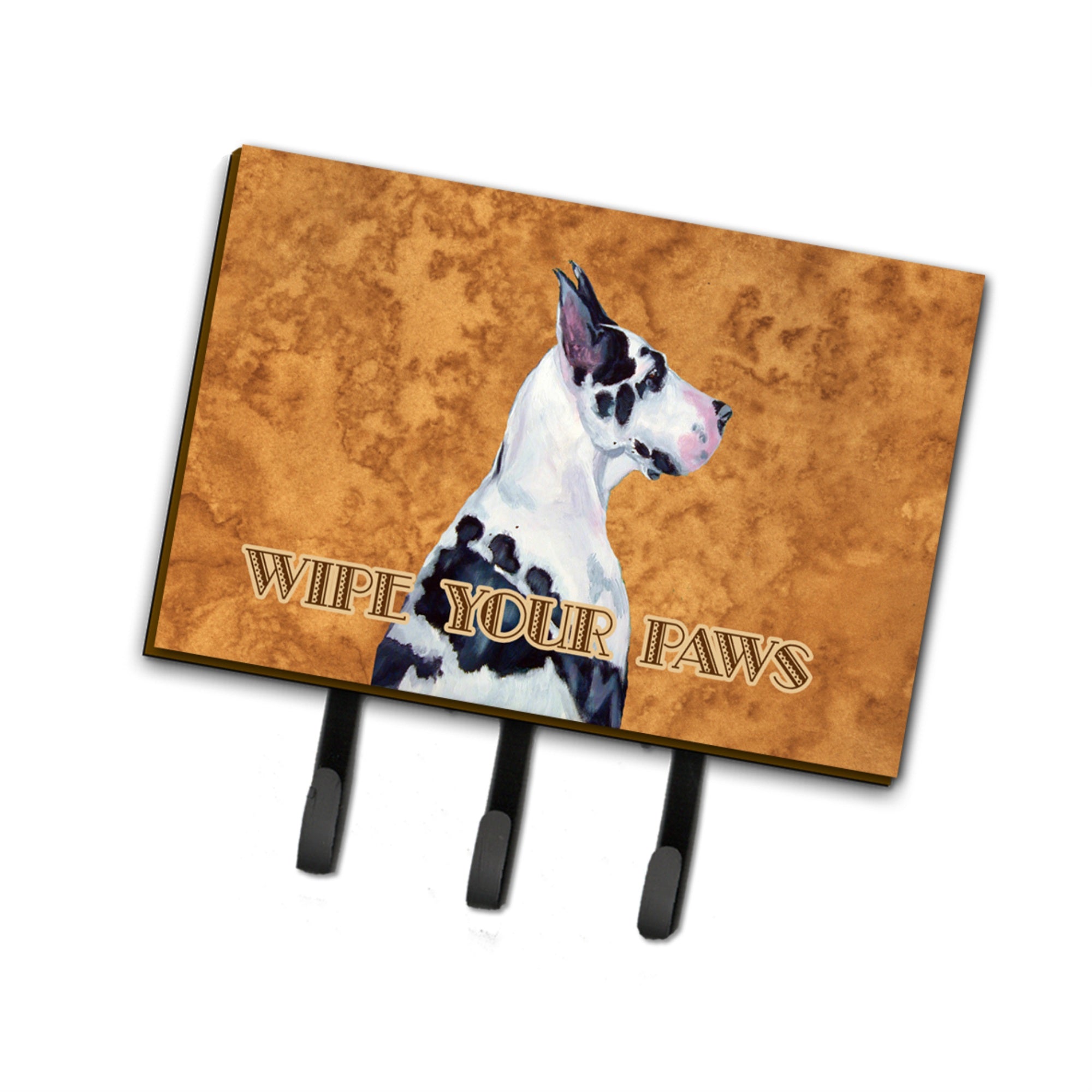 Caroline'S Treasures Lh9447Th68 Harlequin Great Dane Wipe Your Paws Leash Or Key Holder, Large, Multicolor