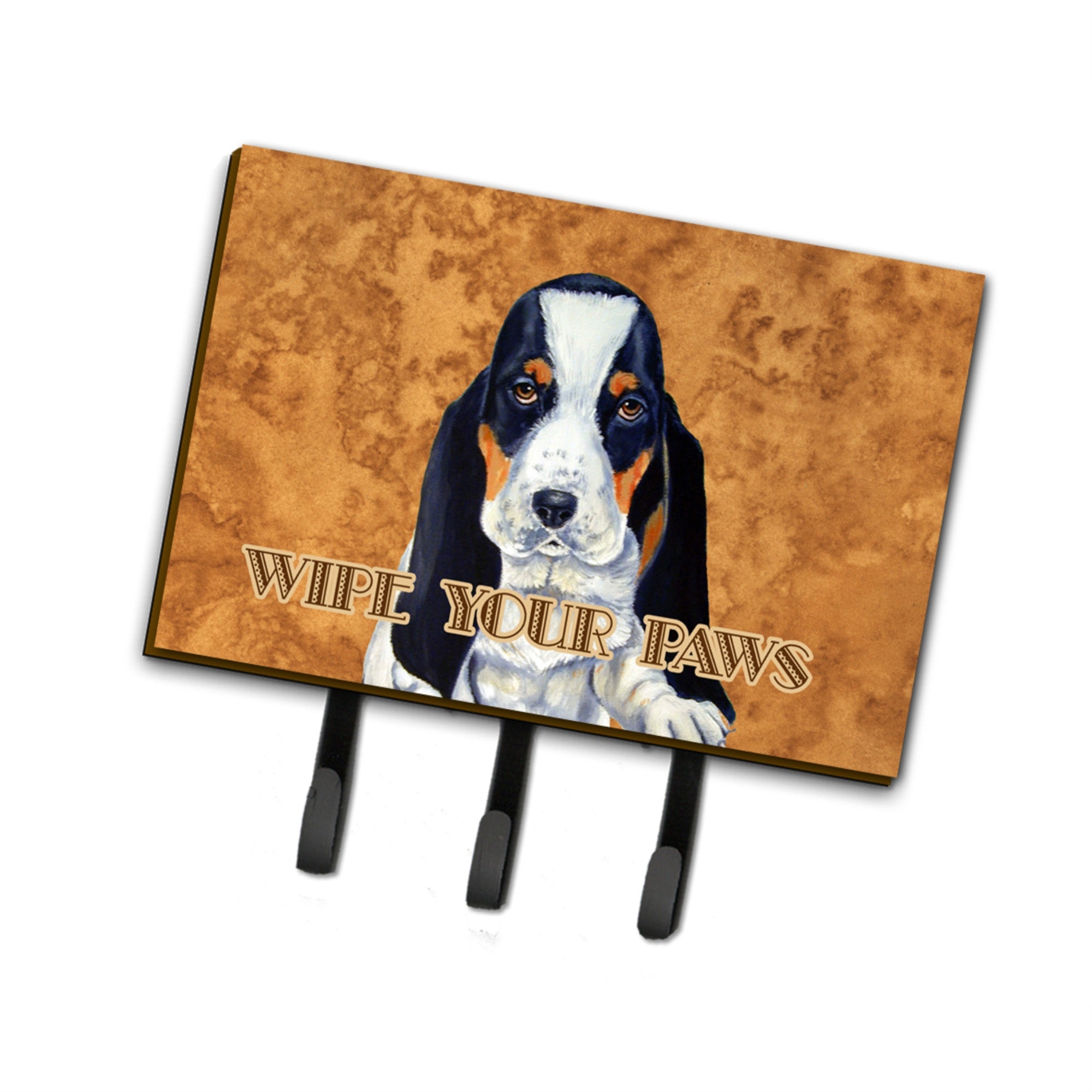 Caroline'S Treasures Lh9450Th68 Basset Hound Wipe Your Paws Leash Or Key Holder, Large, Multicolor