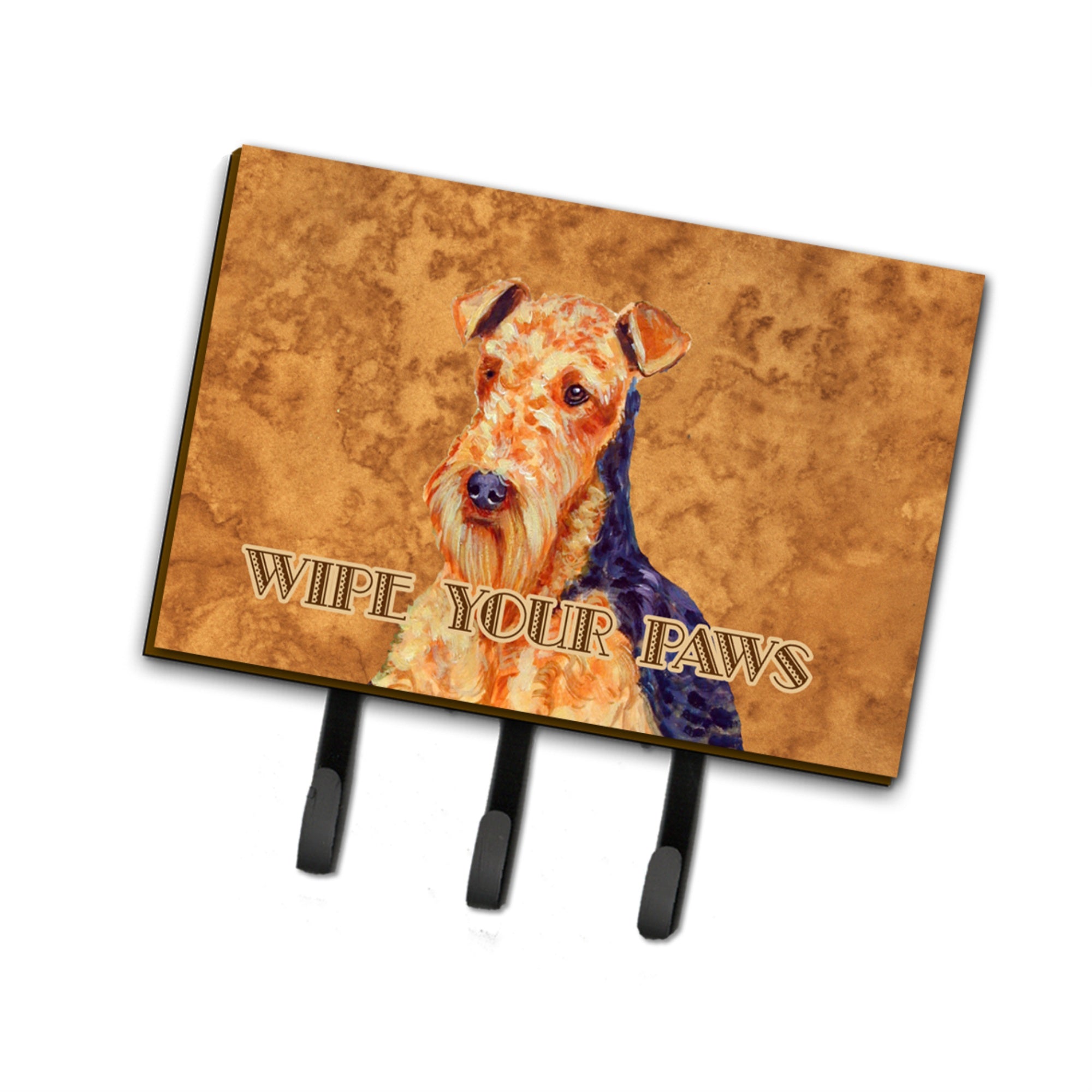 Caroline'S Treasures Lh9453Th68 Airedale Wipe Your Paws Leash Or Key Holder, Large, Multicolor