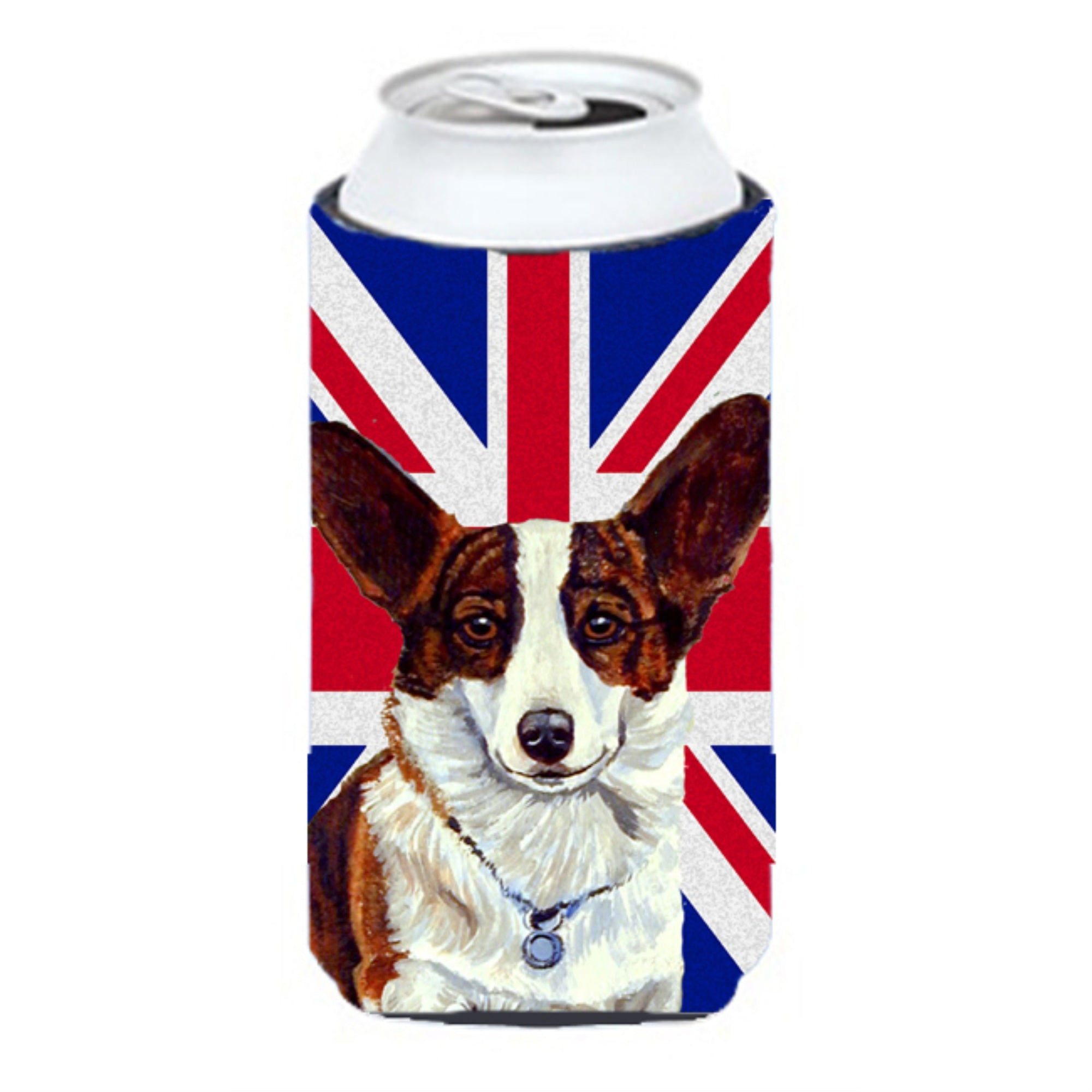 Corgi With English Union Jack British Flag Tall Boy Beverage Insulator Hugger Lh9485Tbc