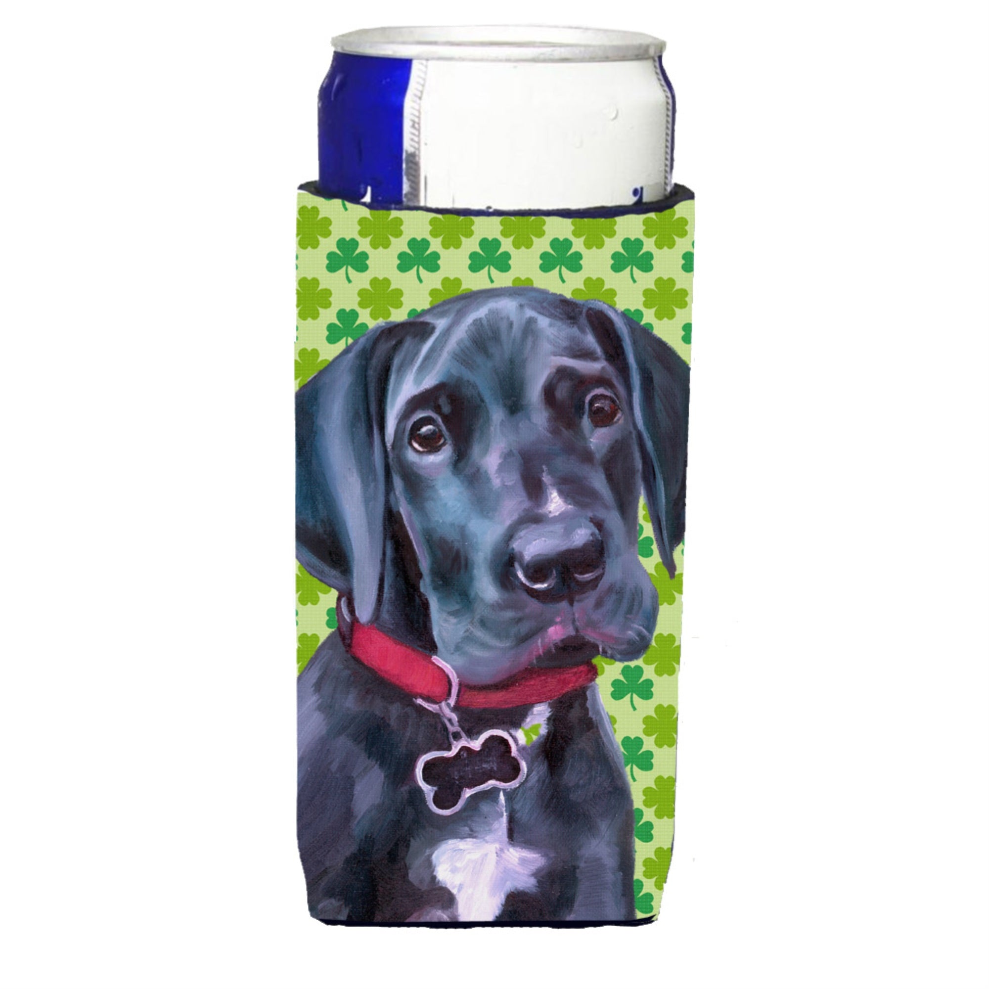 Black Great Dane Puppy St. Patrick'S Day Shamrock Ultra Beverage Insulators For Slim Cans Lh9572Muk