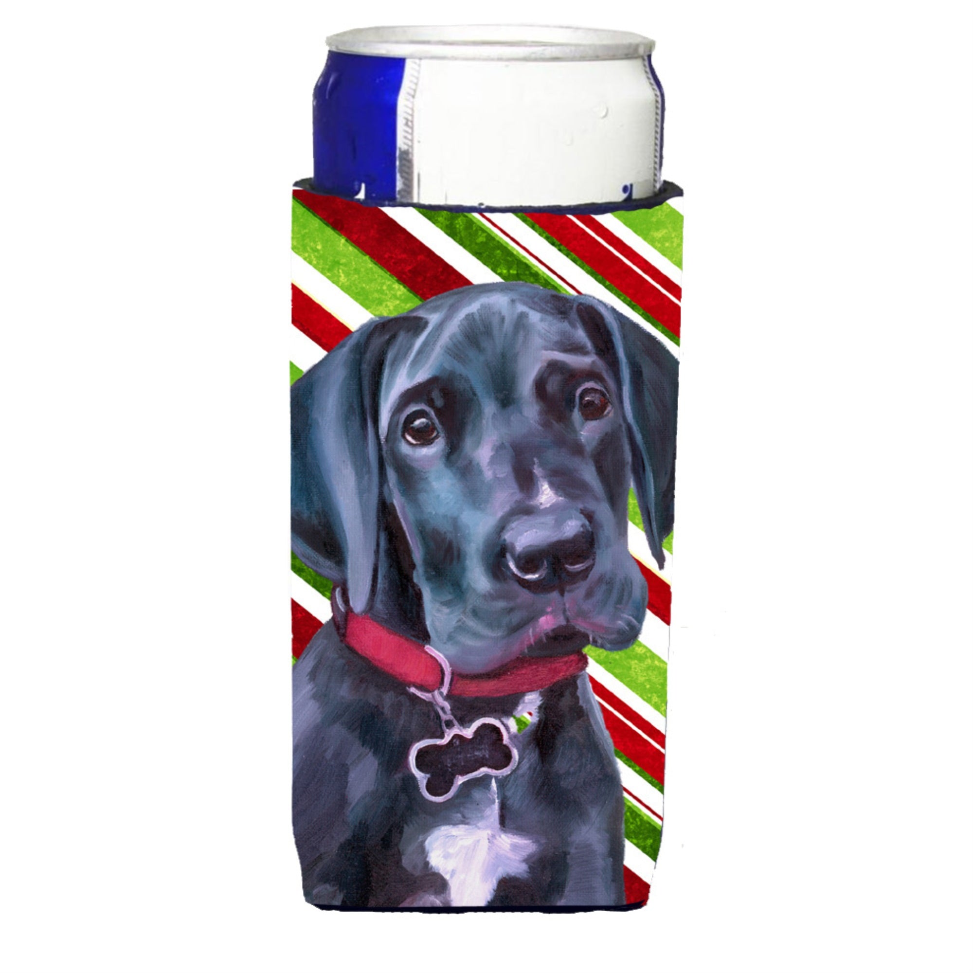 Black Great Dane Puppy Candy Cane Holiday Christmas Ultra Beverage Insulators For Slim Cans Lh9593Muk