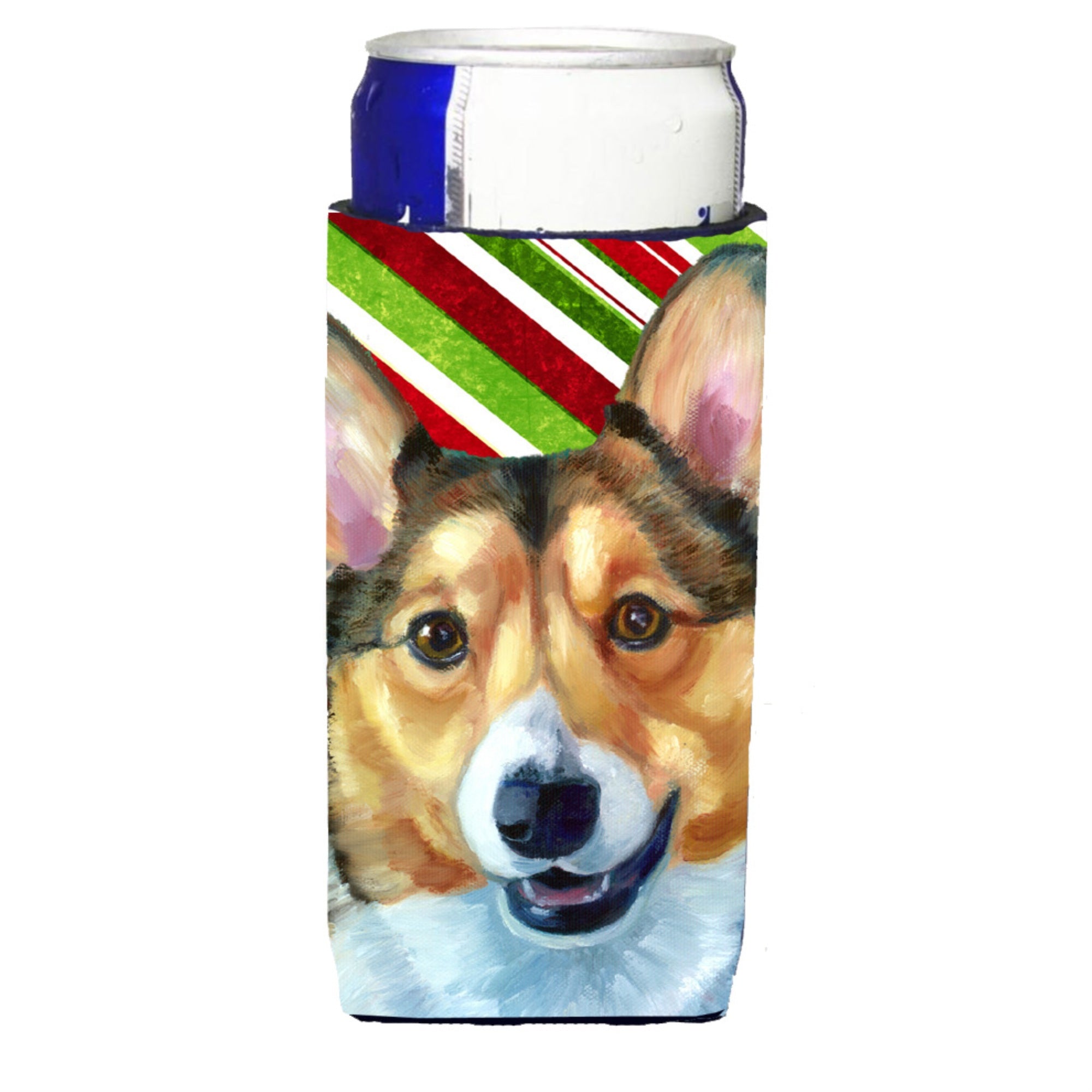 Corgi Candy Cane Holiday Christmas Ultra Beverage Insulators For Slim Cans Lh9595Muk