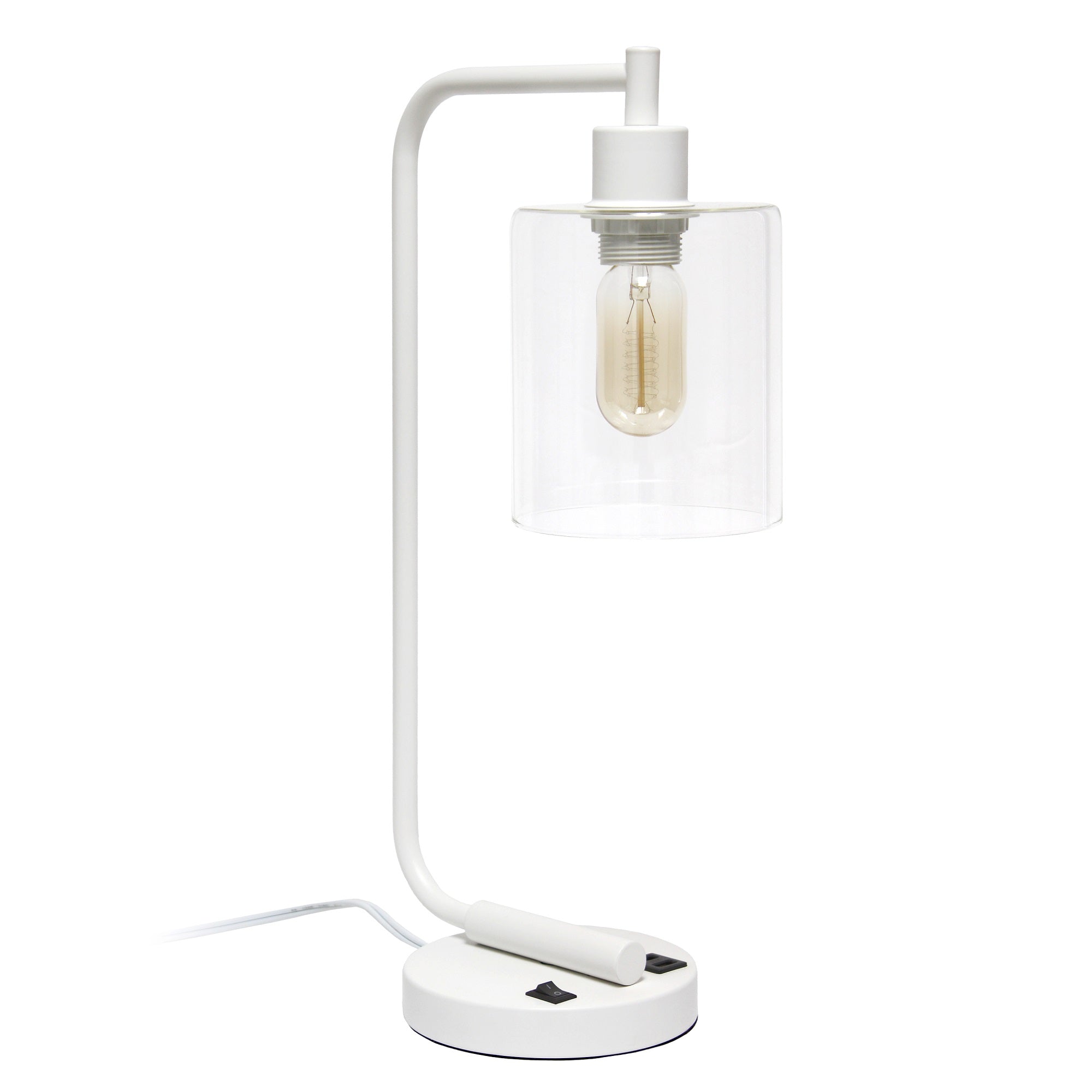 Lalia Home Modern Iron Desk Lamp With Usb Port And Glass Shade,