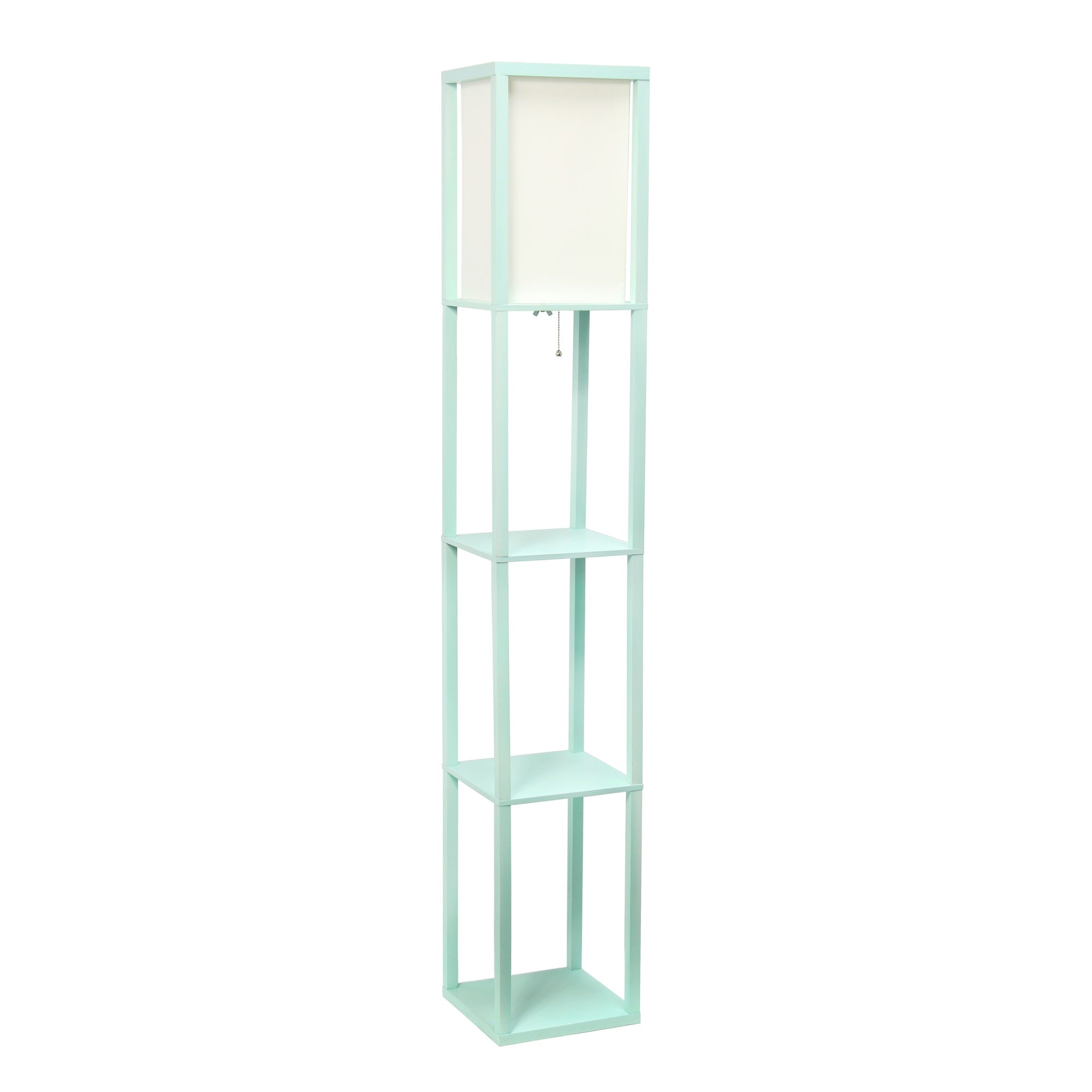 Lalia Home Column Shelf Floor Lamp With Linen Shade, Aqua