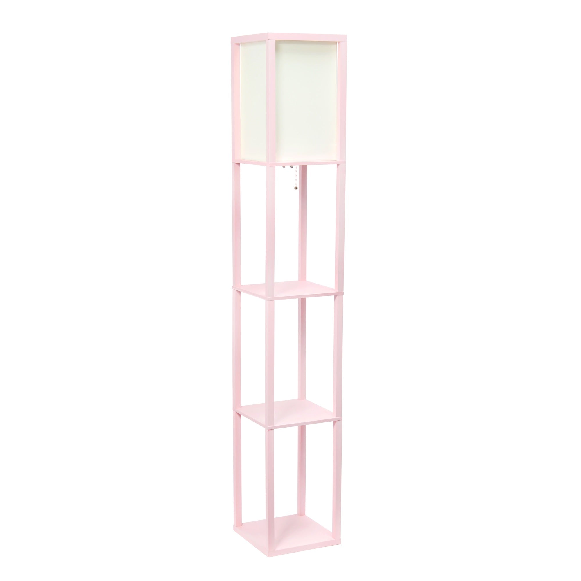 Lalia Home Column Shelf Floor Lamp With Linen Shade, Light Pink