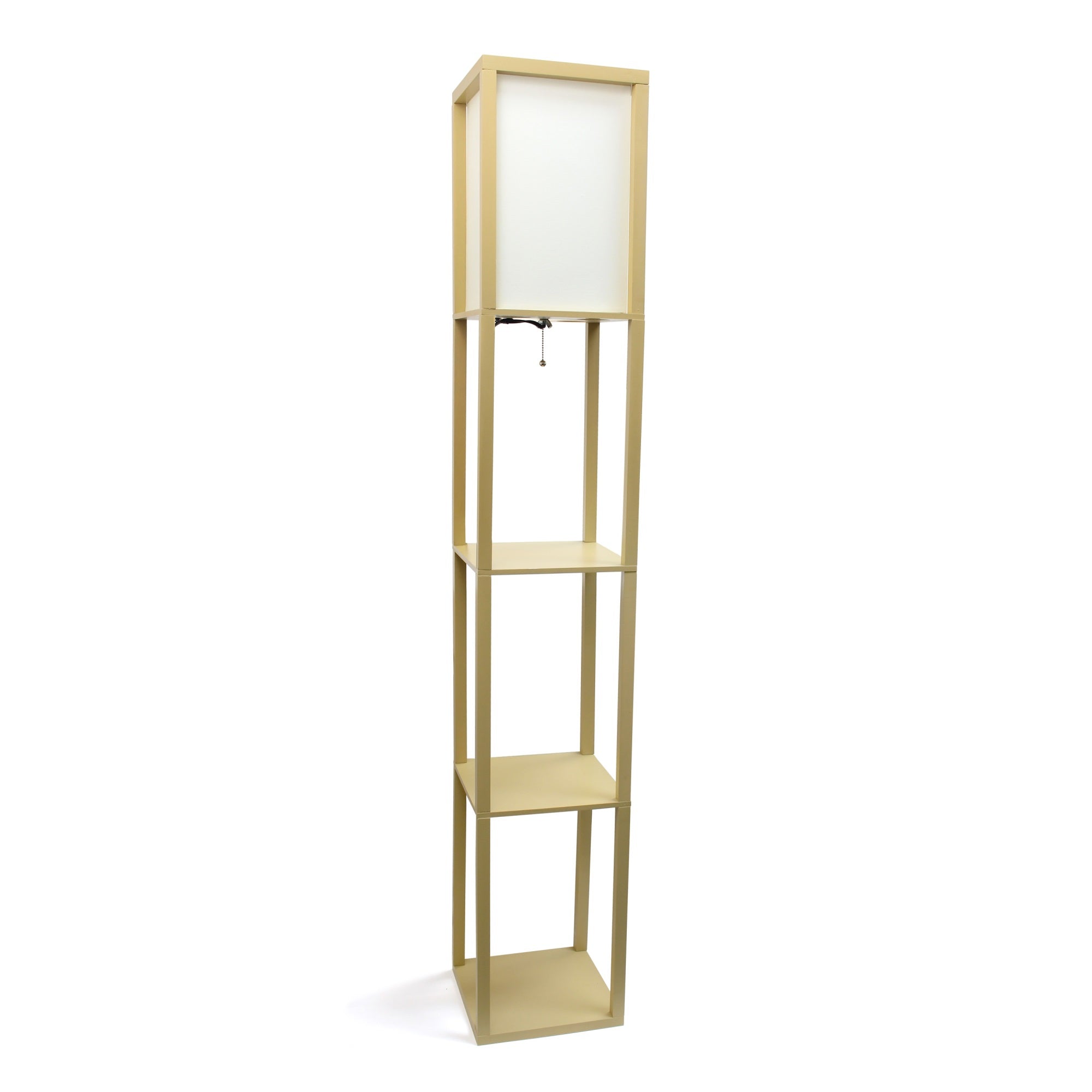Lalia Home Column Shelf Floor Lamp With Linen Shade, Tan