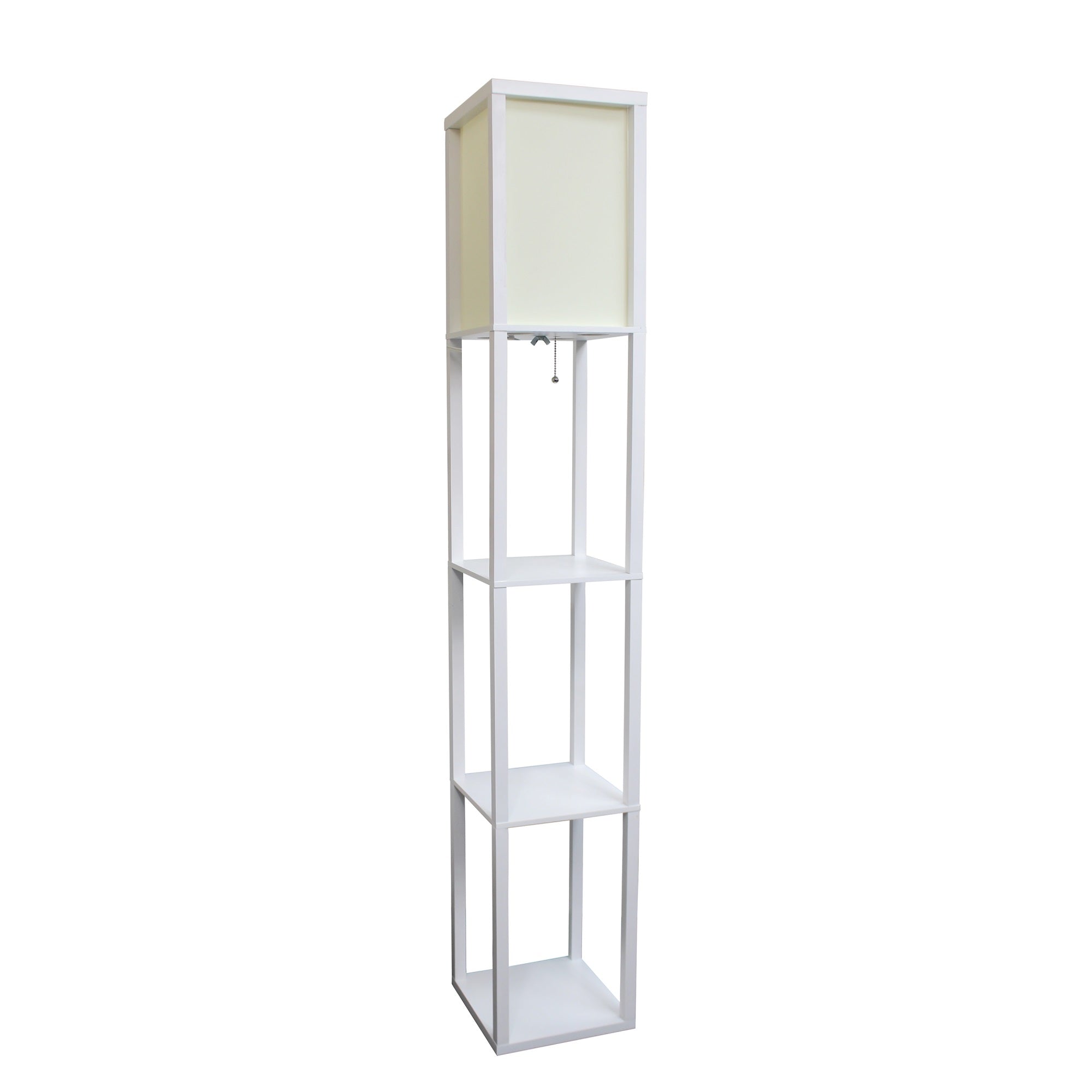 Lalia Home Column Shelf Floor Lamp With Linen Shade, White