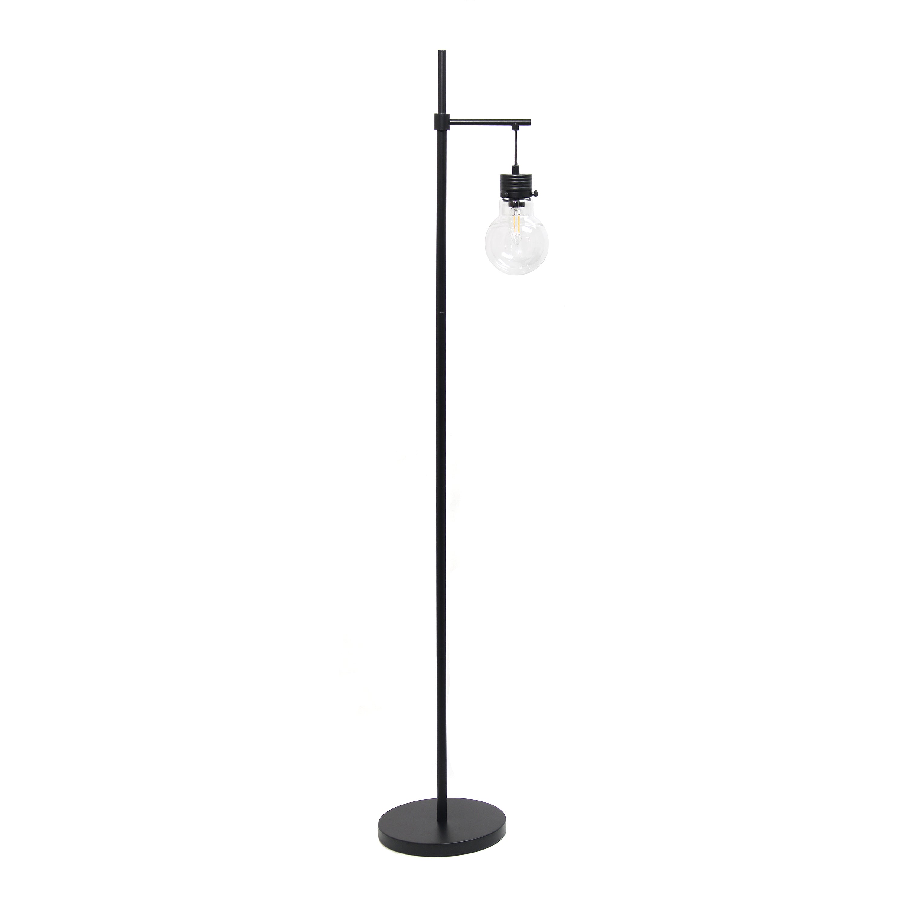 Lalia Home Black Matte 1 Light Beacon Floor Lamp With Clear Glass Shade