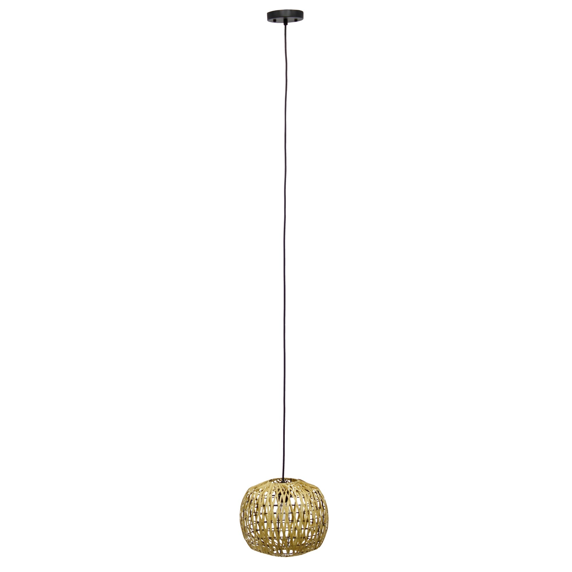 Lalia Home 1-Light 11.38' Bohemian Farmhouse Coastal Woven Paper Shade Pendant, Natural