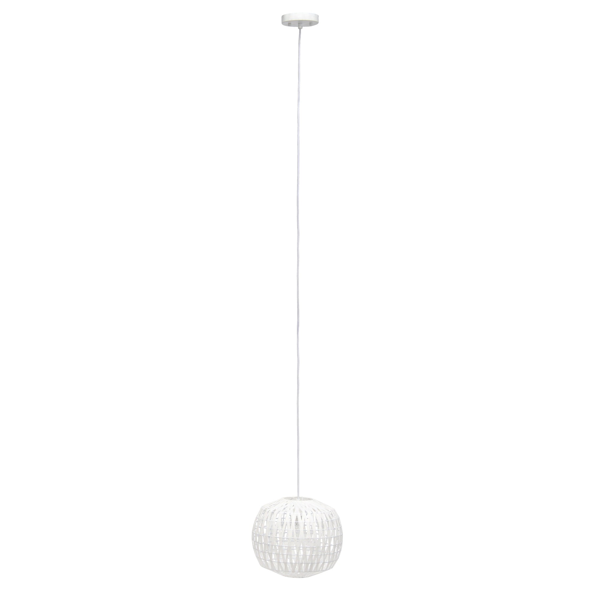Lalia Home 1-Light 11.38' Bohemian Farmhouse Coastal Woven Paper Shade Pendant, White