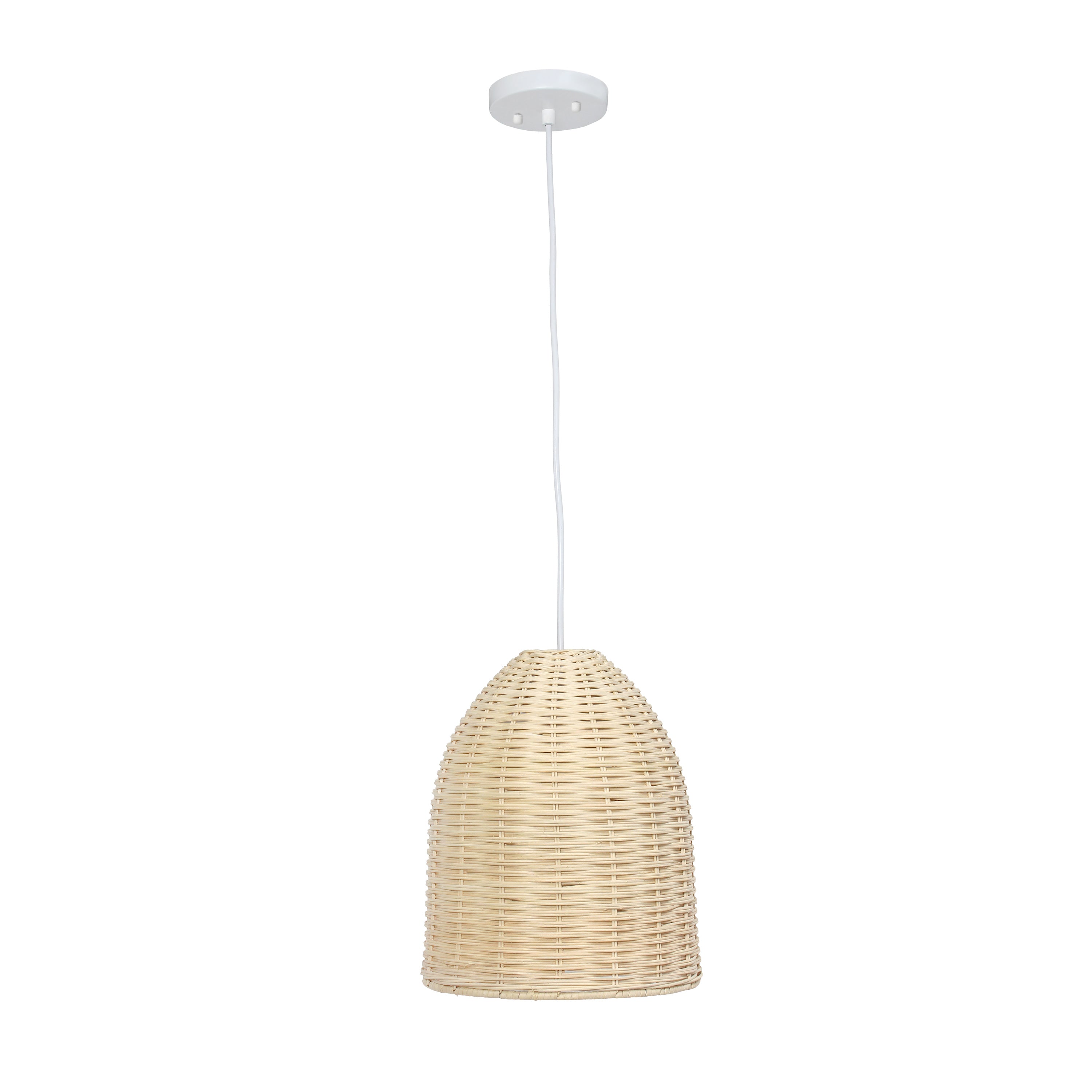 Lalia Home 12' Beachy Boho Woven Rattan Pendant Light, For Beach House, Island Lighting, Entryway, Hallway, Condo, Living Room, Natural