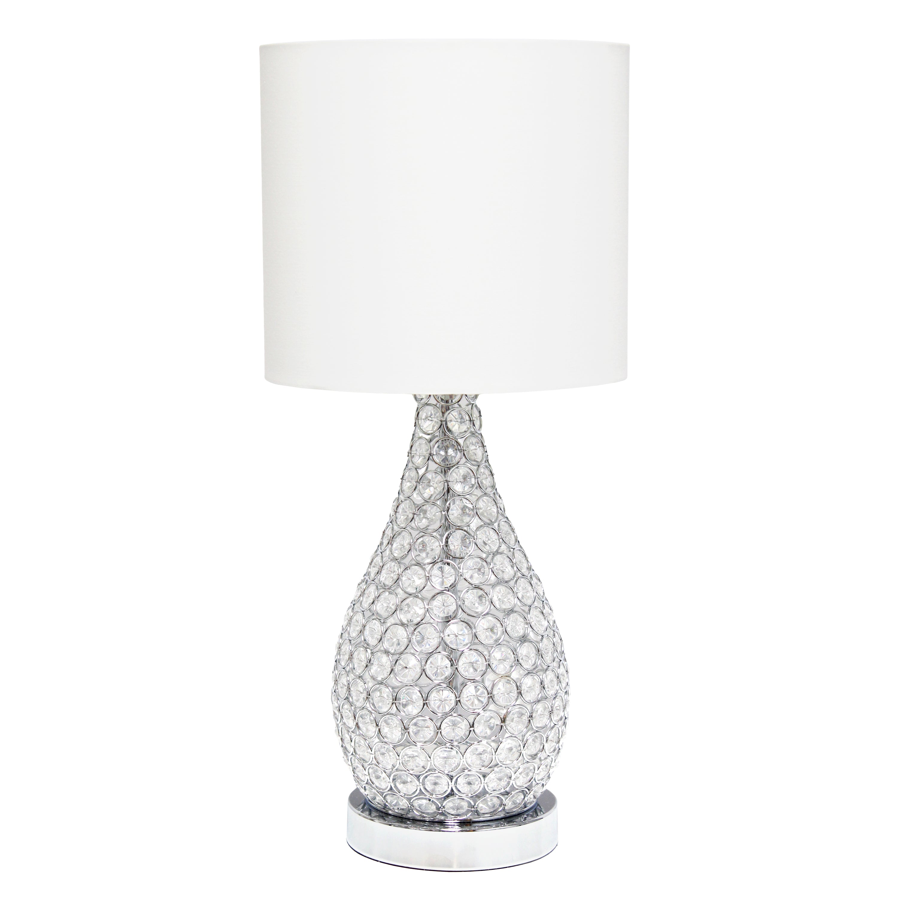Lalia Home 22' Glamorous Curvy Crystal Table Lamp, For Living Room, Entryway, Hallway, Home Dcor, Bedroom, Dining Room, Chrome