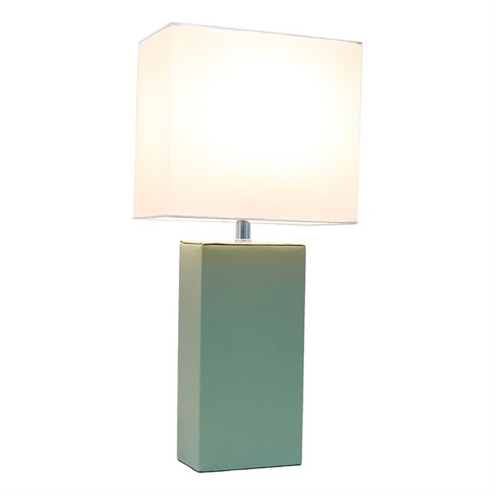 Lalia Home Lexington 21' Leather Base Modern Home Dcor Bedside Table Lamp For Living Room, Bedroom, Entryway, Foyer, Or Office With White Rectangular Fabric Shade,