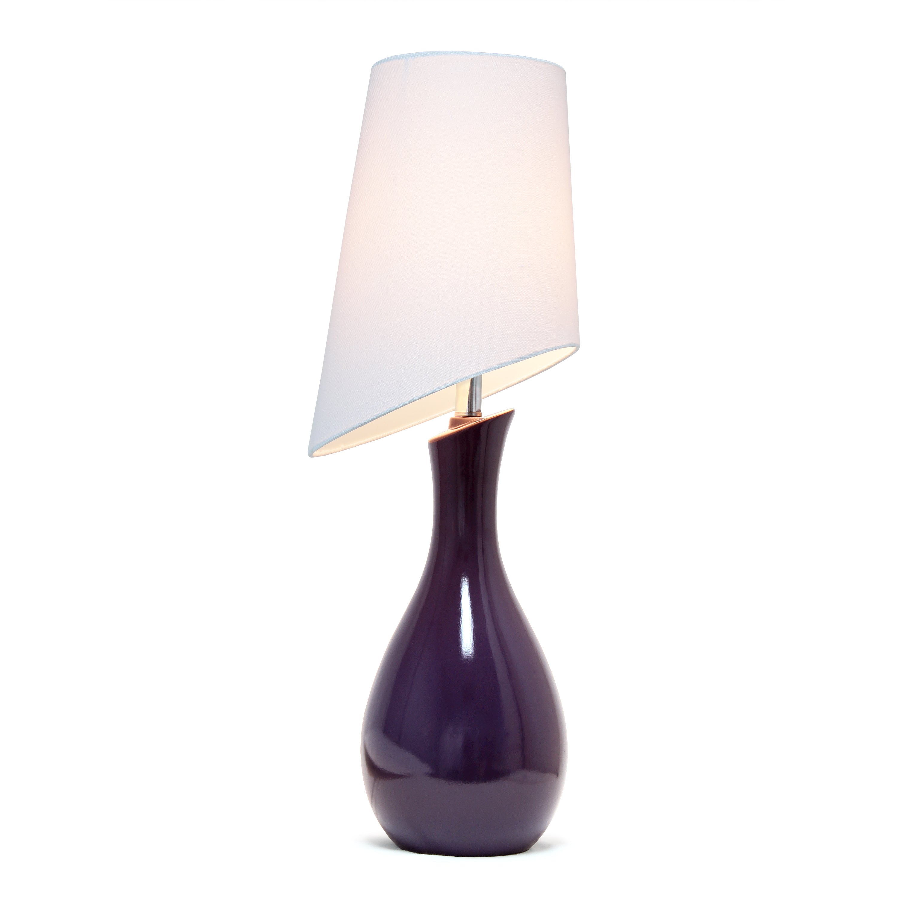 Lalia Home 29' Eggplant Contemporary Table Lamp With Slanted White Shade For Living Room, Office, Entryway, Nightstand, Dining Room, Eggplant Purple