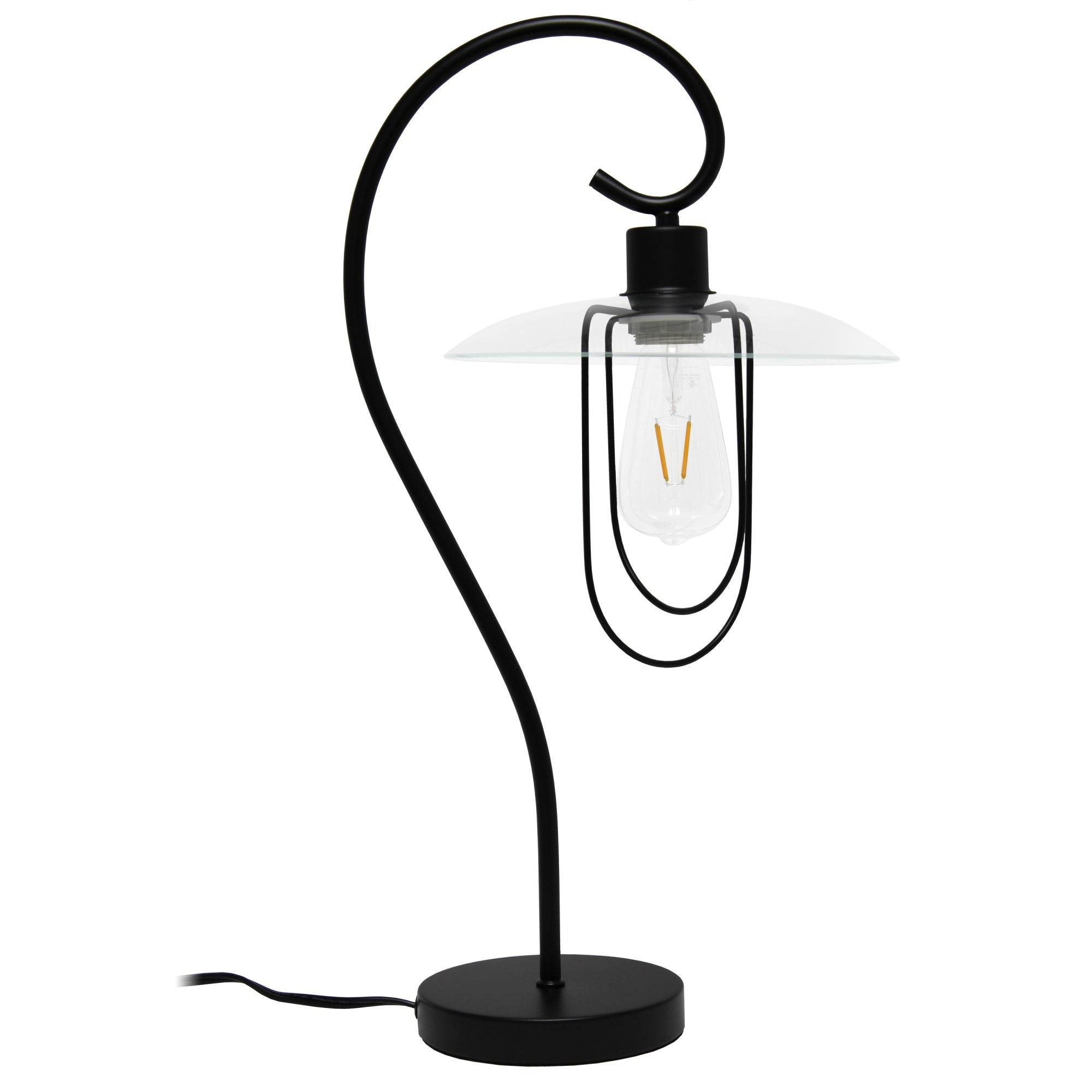 Lalia Home Modern Metal Scroll Table Lamp, Black