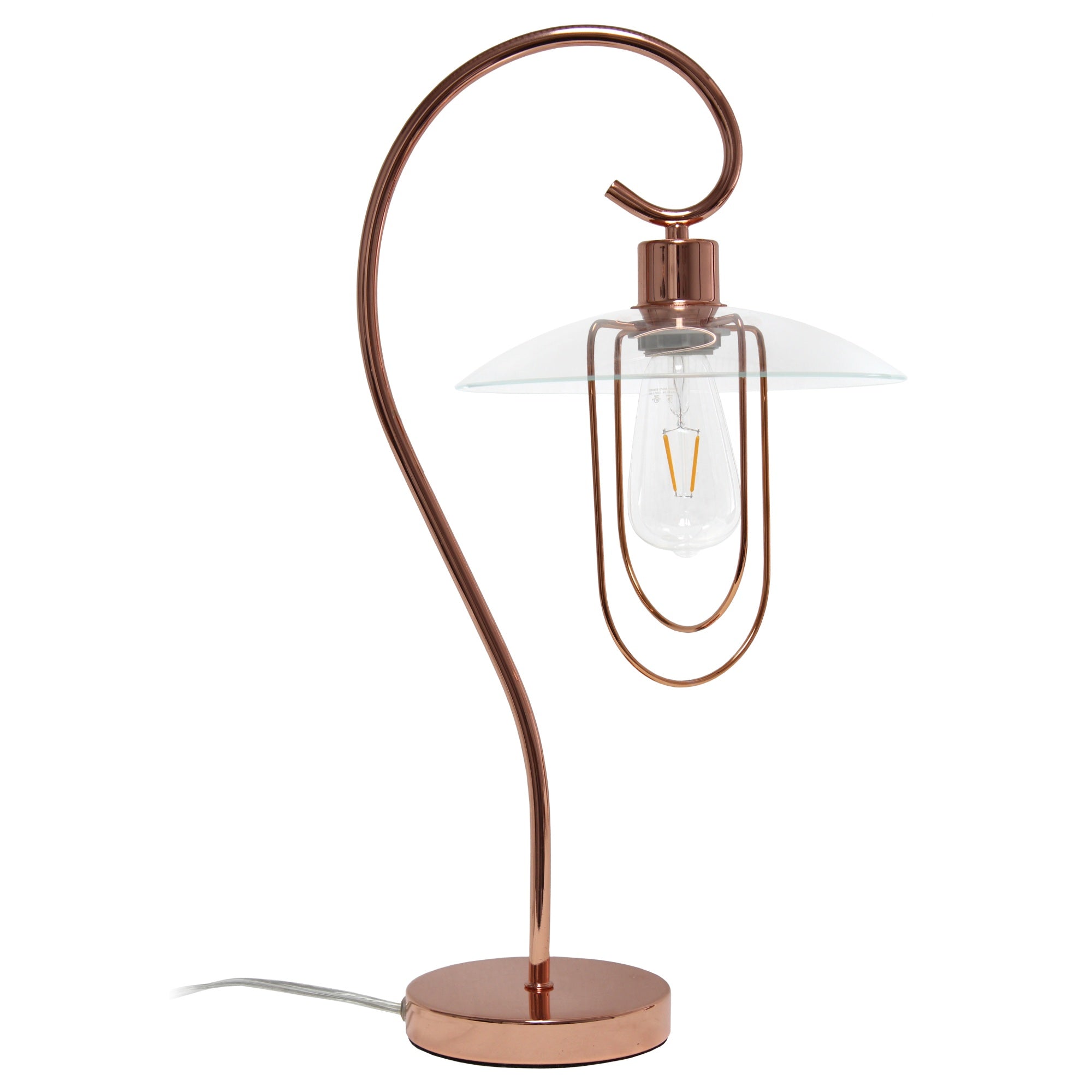 Lalia Home Modern Metal Scroll Table Lamp, Rose Gold
