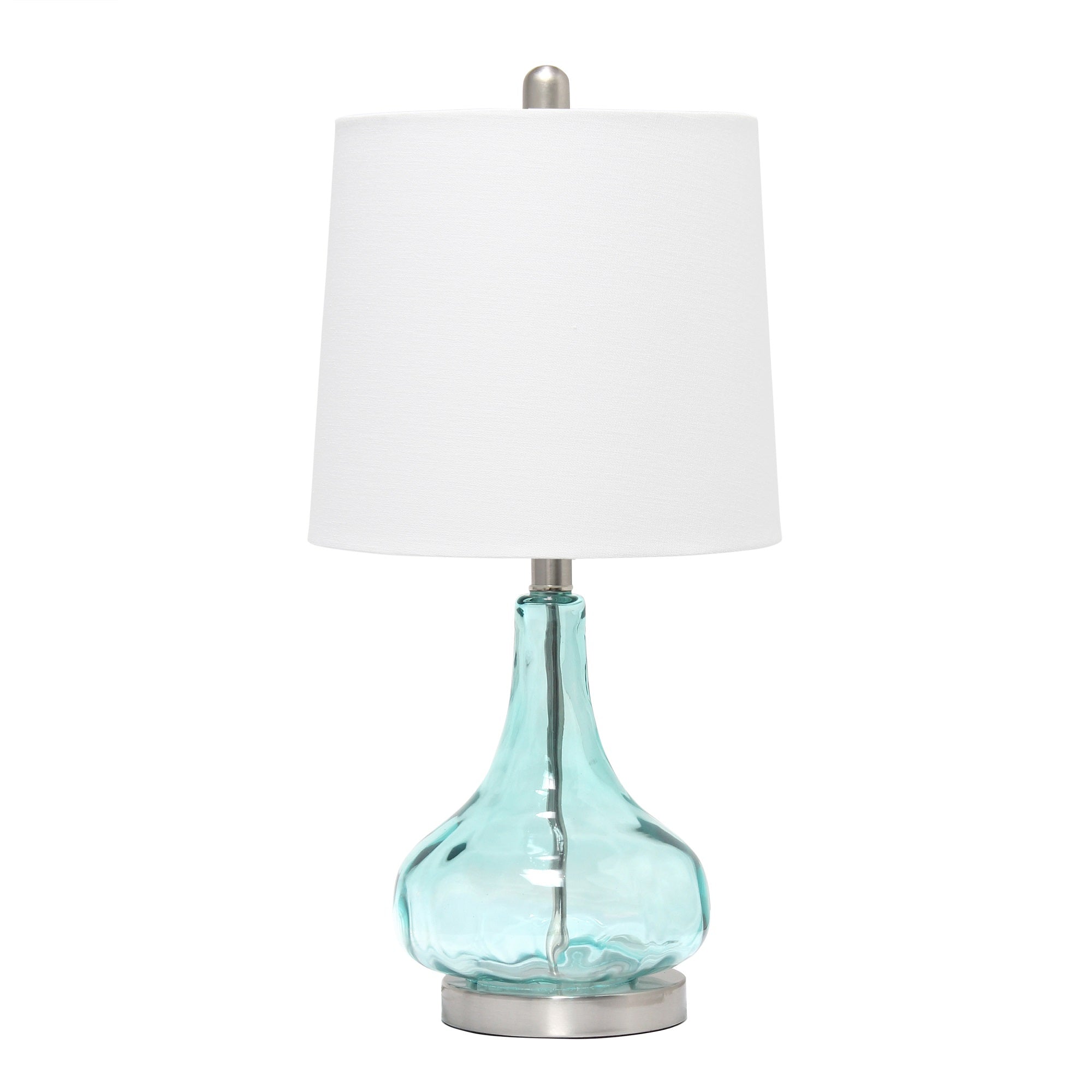 Lalia Home Rippled Glass Table Lamp With Fabric Shade, Blue