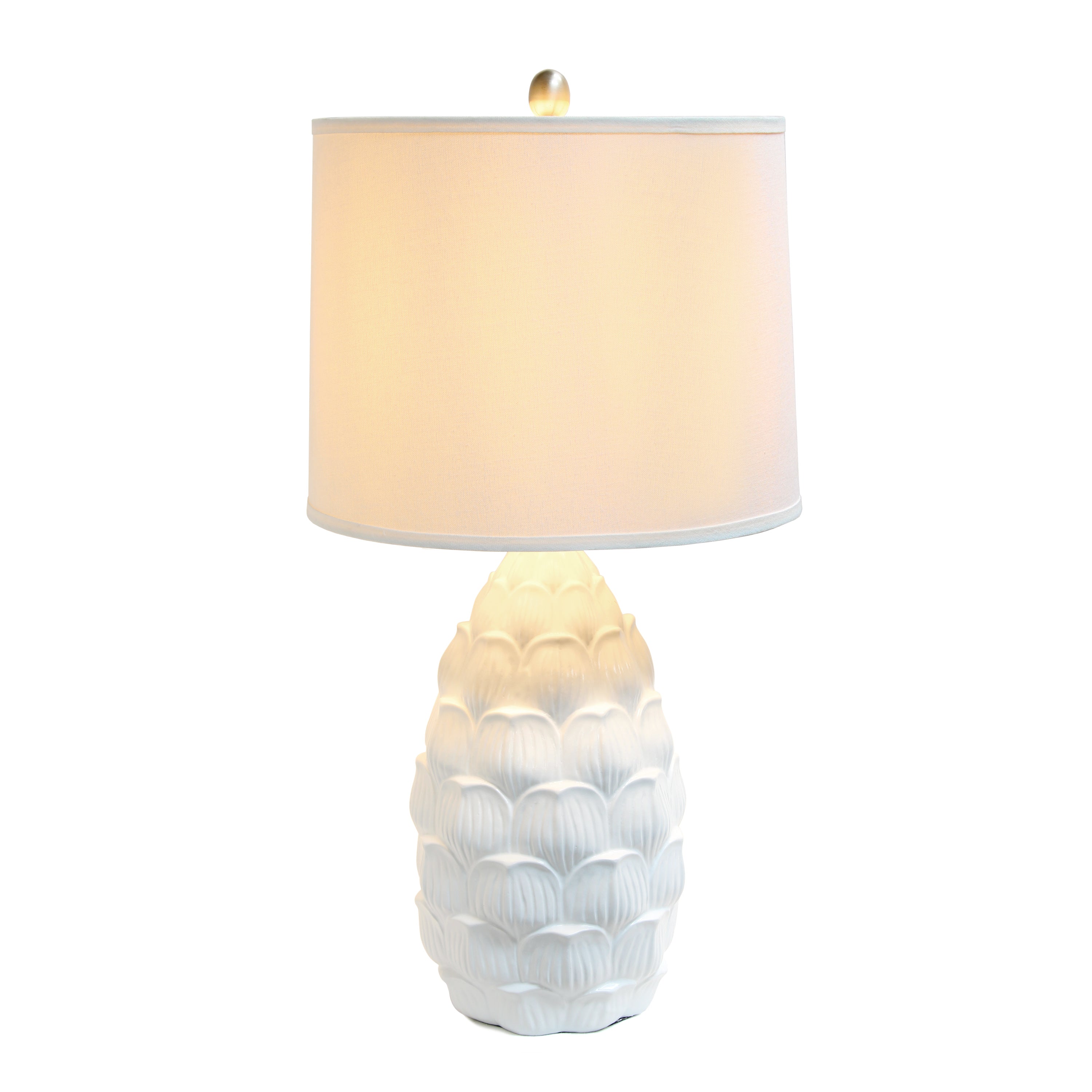 Lalia Home 28' Tall Seashell Traditional Table Lamp With White Shade For Living Room, Office, Entryway, Beach House, Nightstand, White
