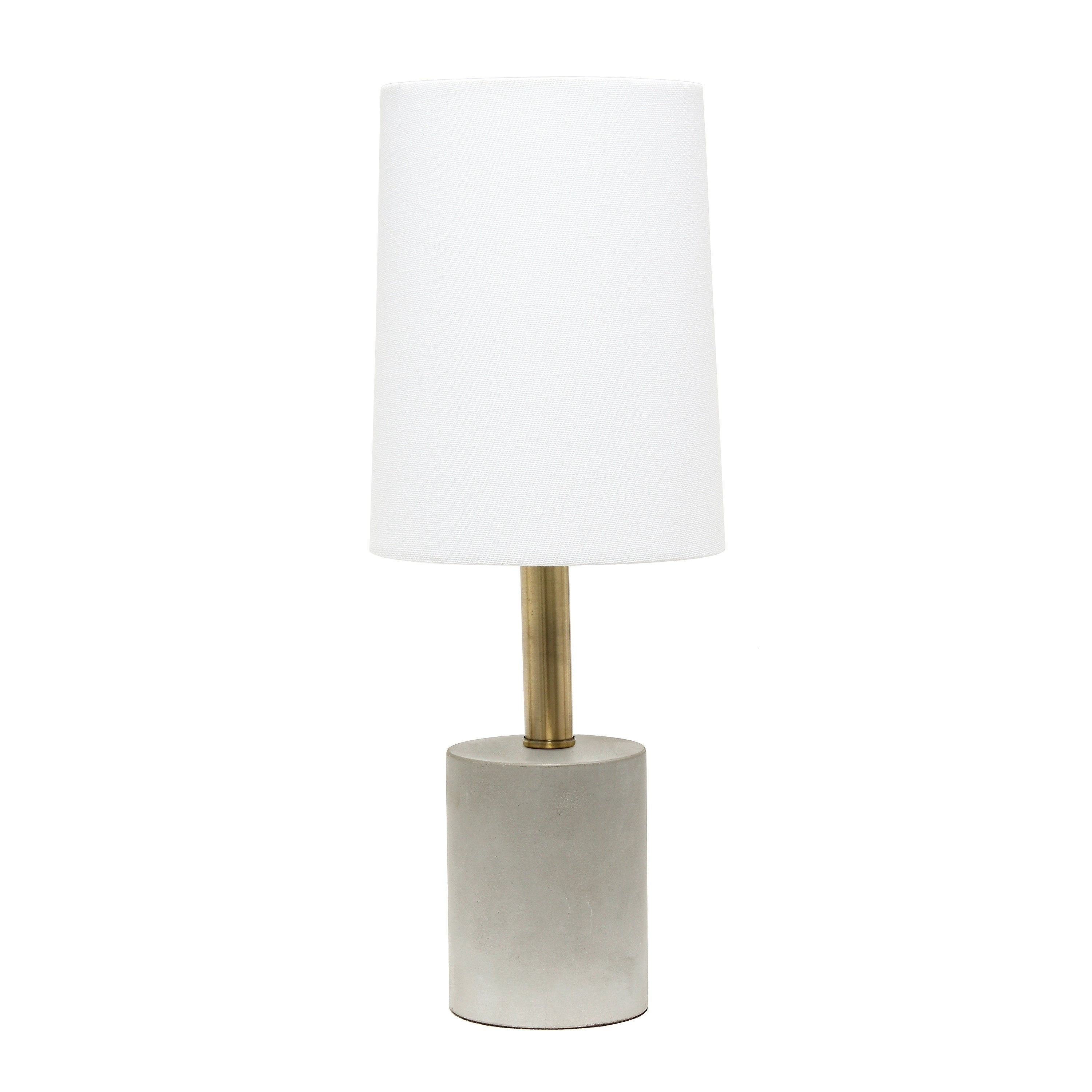 Lalia Home Antique Brass Concrete Table Lamp With Linen Shade, White