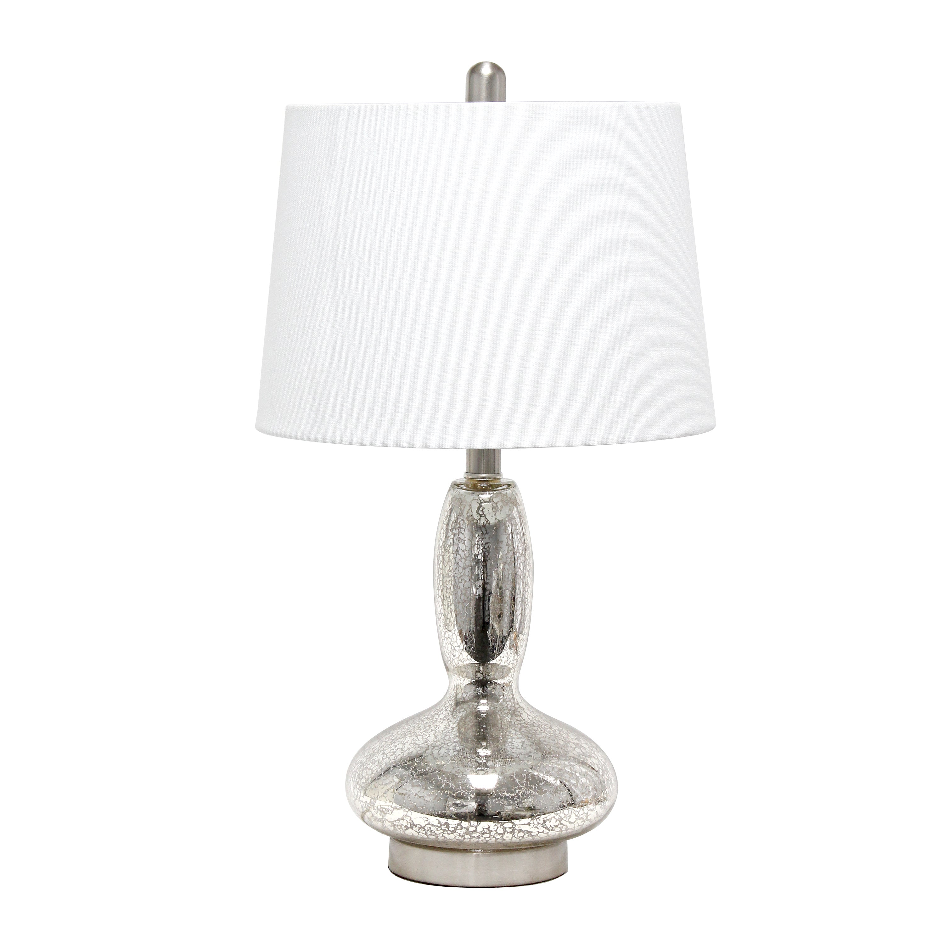 Lalia Home Glass Dollop Table Lamp With White Fabric Shade, Mercury