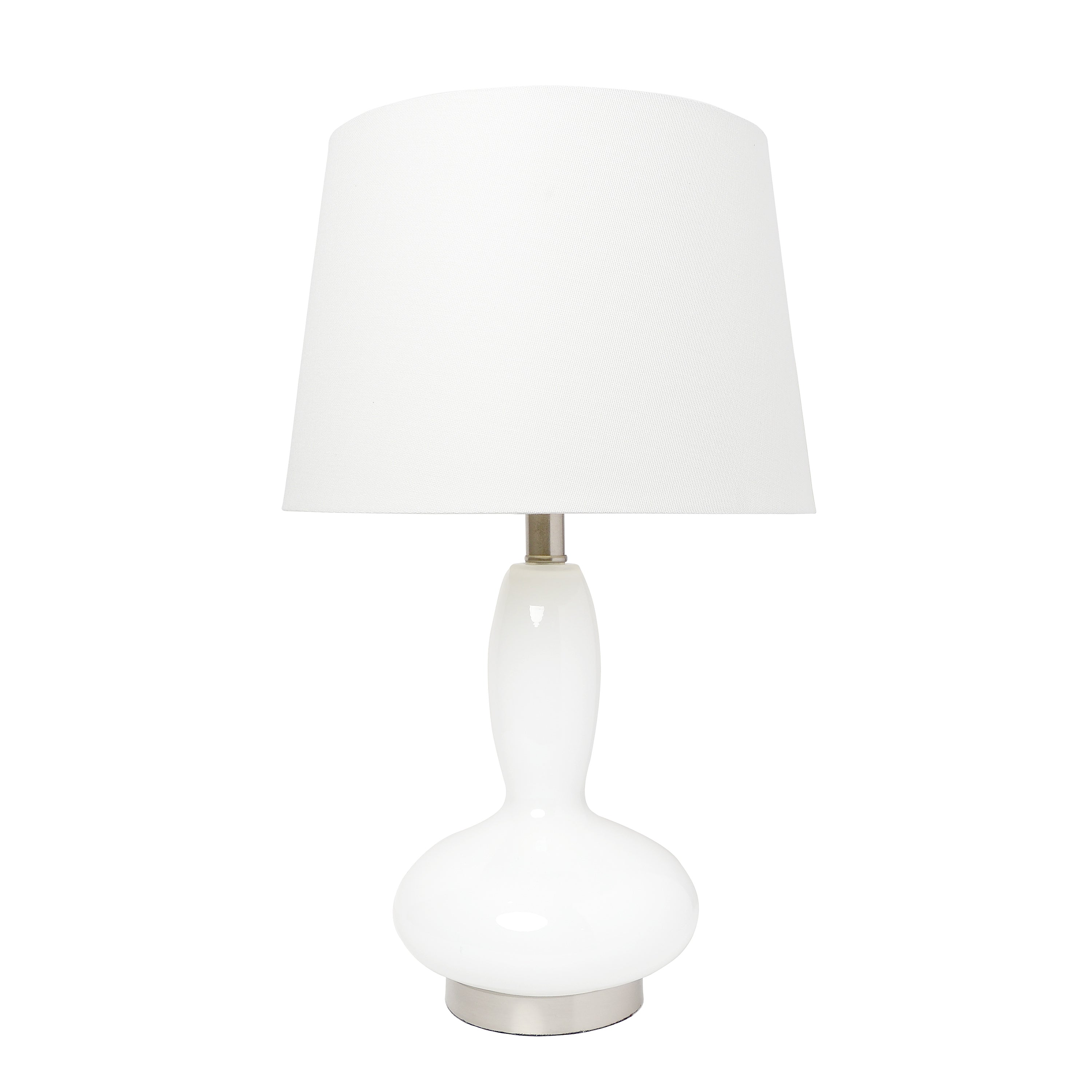 Lalia Home Glass Dollop Table Lamp With White Fabric Shade, White