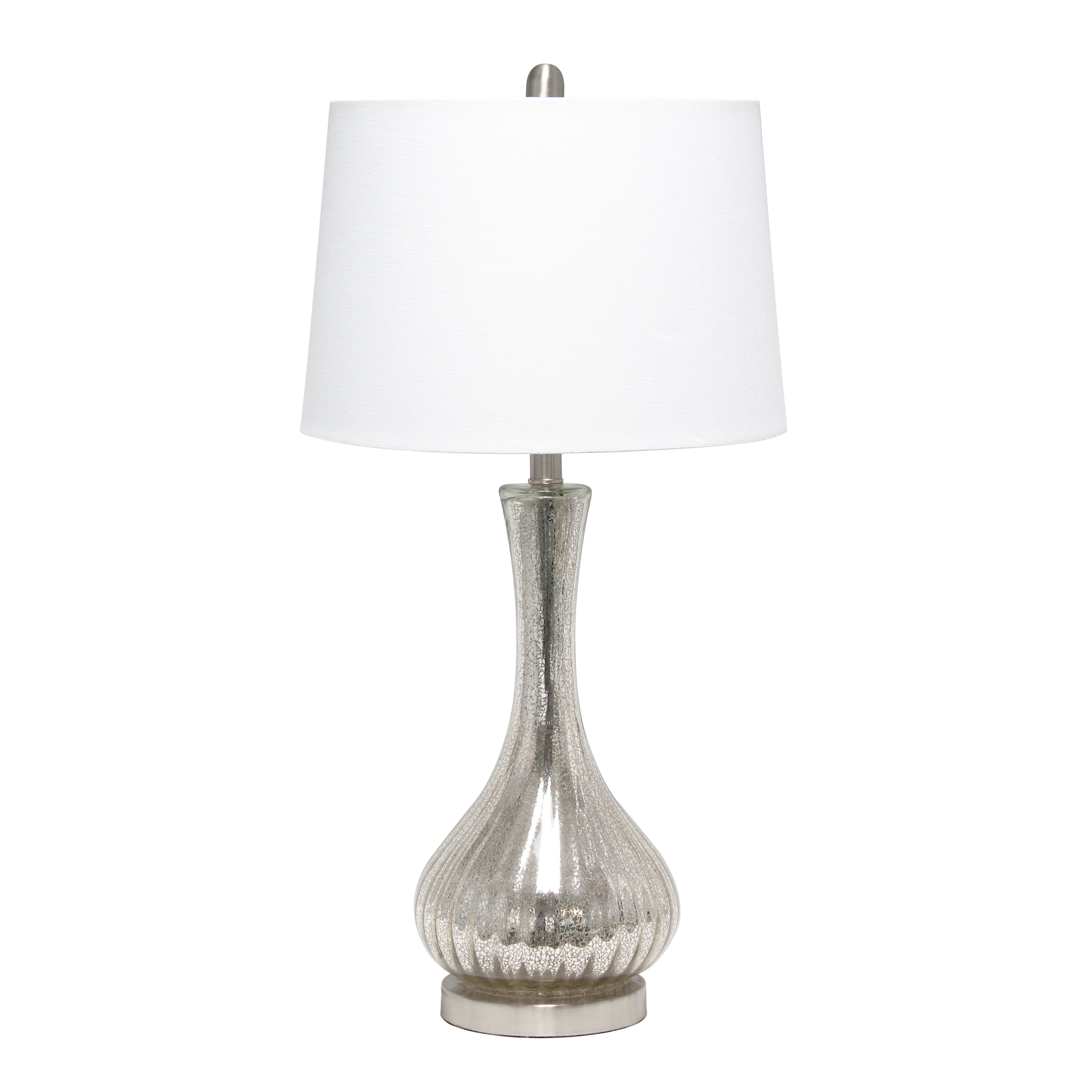 Lalia Home Speckled Mercury Tear Drop Table Lamp With White Fabric Shade